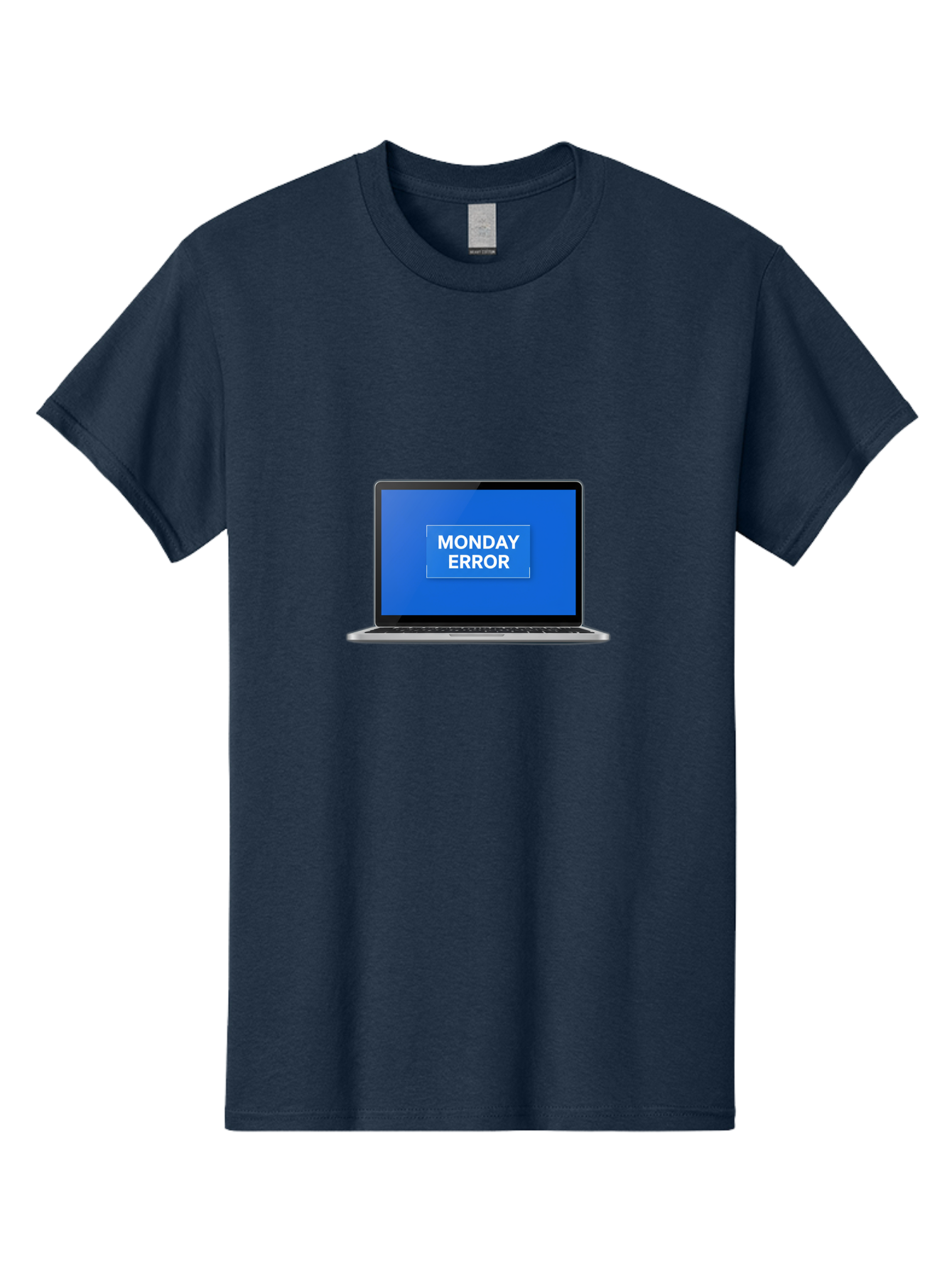 Monday-Error-6 Men'S Graphic Tee, 100% Cotton, Comfortable Casual Summer Wear, Machine Washable, Laptop Screen, Monday Error Message, Error Alert, Blue Screen, Glitch, Malfunction, White Text, Tech Issue Bae525