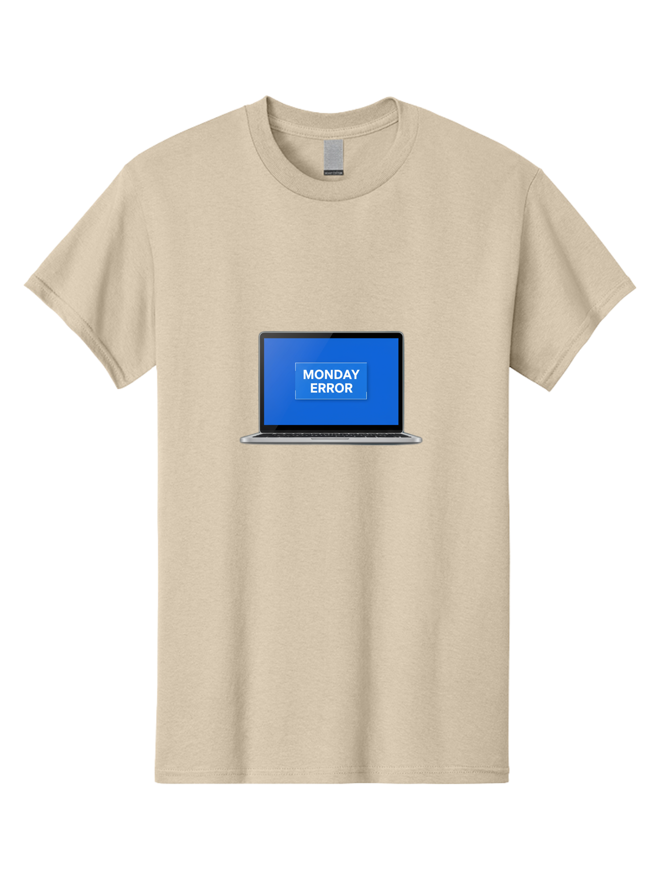Monday-Error-6 Men'S Graphic Tee, 100% Cotton, Comfortable Casual Summer Wear, Machine Washable, Laptop Screen, Monday Error Message, Error Alert, Blue Screen, Glitch, Malfunction, White Text, Tech Issue Bae525