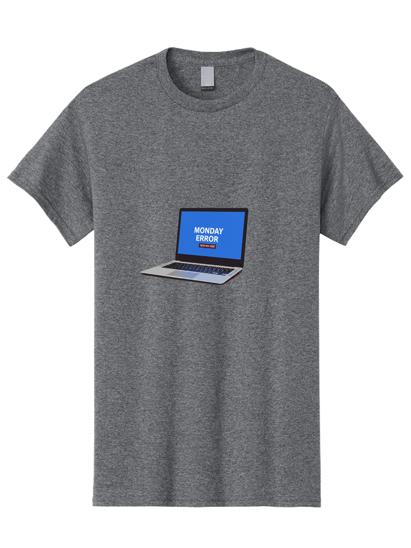 Monday-Error-8 Men'S Graphic Tee, 100% Cotton, Comfortable Casual Summer Wear, Machine Washable, Laptop With Error Message, Monday Blues, System Failure, Error Screen, Technology Issue, Computer Problem, Monday Motivation Bae527
