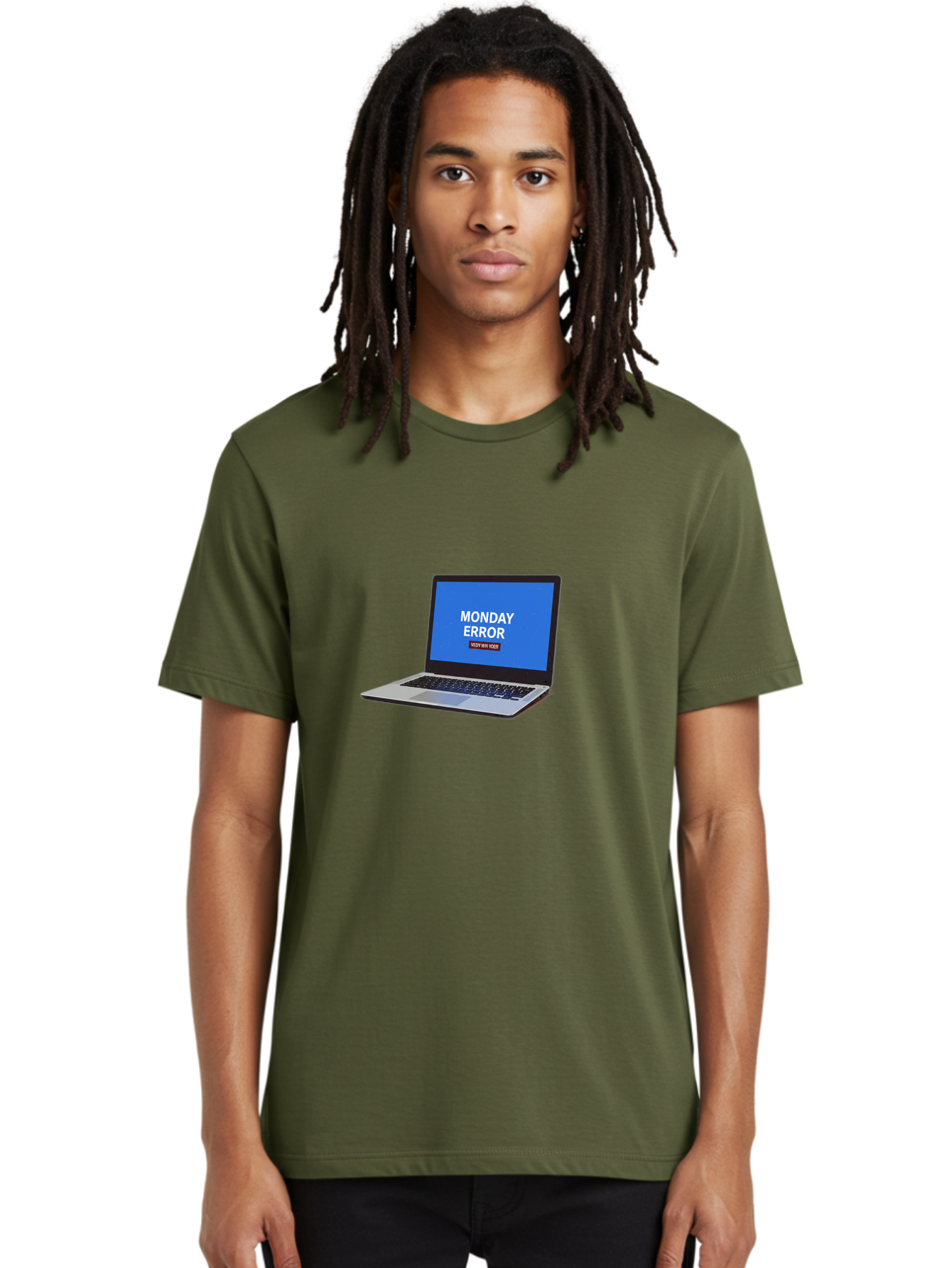 Monday-Error-8 Men'S Graphic Tee, 100% Cotton, Comfortable Casual Summer Wear, Machine Washable, Laptop With Error Message, Monday Blues, System Failure, Error Screen, Technology Issue, Computer Problem, Monday Motivation Bae527