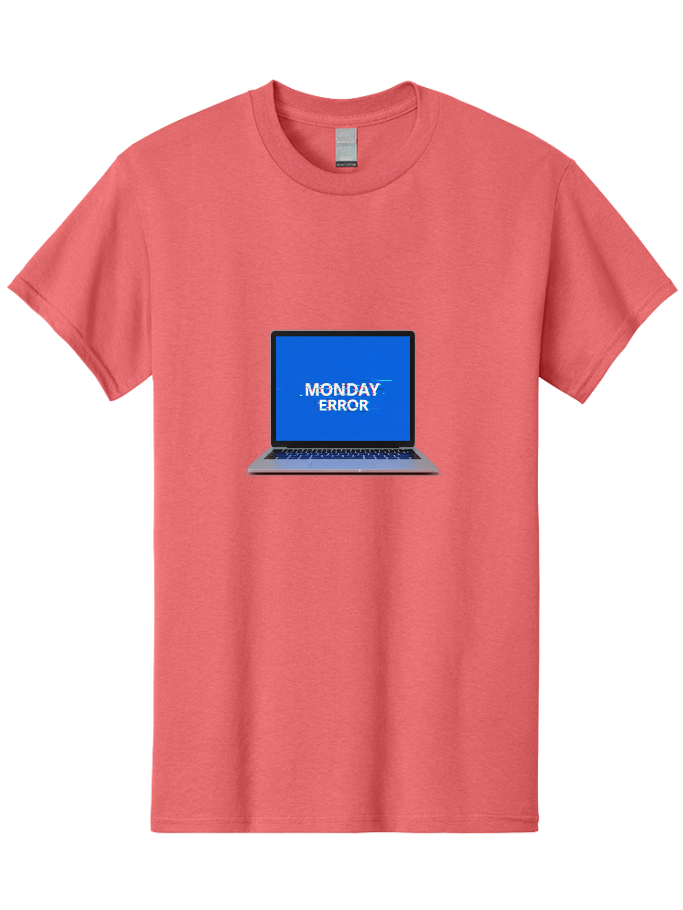 Monday-Error-9 Men'S Graphic Tee, 100% Cotton, Comfortable Casual Summer Wear, Machine Washable, Laptop Screen Displaying Monday Error Message, Computer Error, Malfunctioning Computer, Glitchy Screen, Blue Screen Of Death, Tech Issues, Bae528
