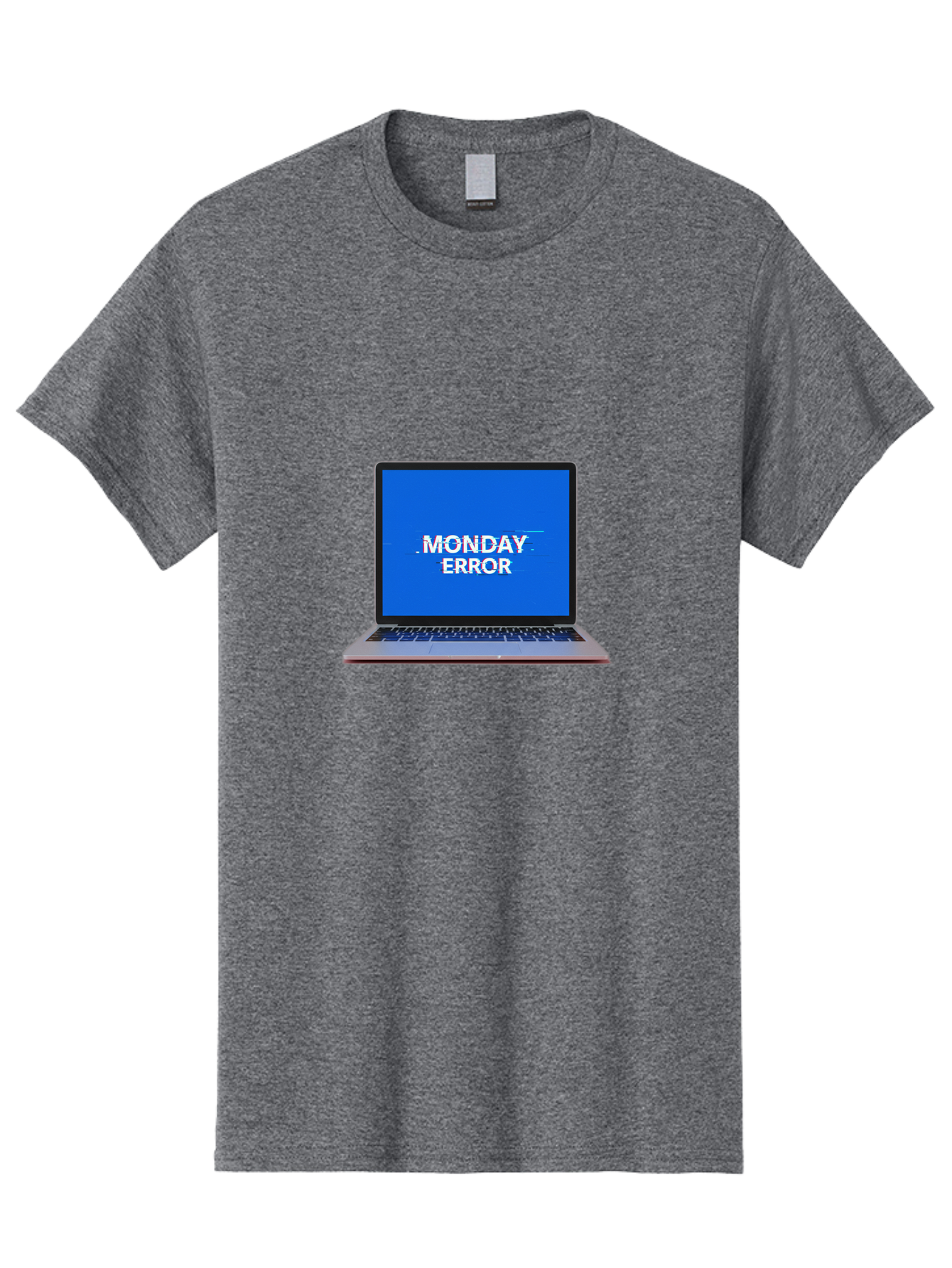 Monday-Error-9 Men'S Graphic Tee, 100% Cotton, Comfortable Casual Summer Wear, Machine Washable, Laptop Screen Displaying Monday Error Message, Computer Error, Malfunctioning Computer, Glitchy Screen, Blue Screen Of Death, Tech Issues, Bae528