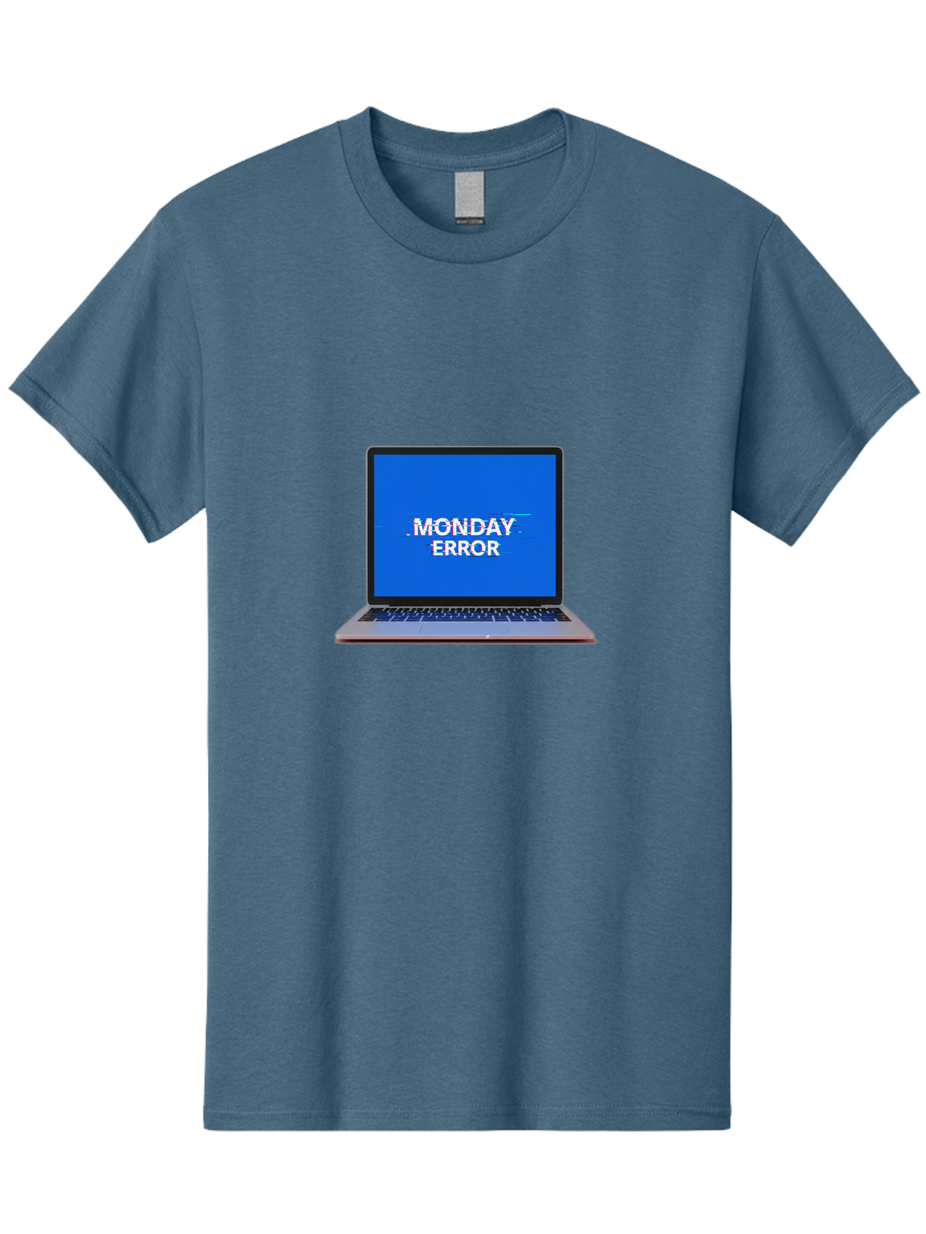 Monday-Error-9 Men'S Graphic Tee, 100% Cotton, Comfortable Casual Summer Wear, Machine Washable, Laptop Screen Displaying Monday Error Message, Computer Error, Malfunctioning Computer, Glitchy Screen, Blue Screen Of Death, Tech Issues, Bae528