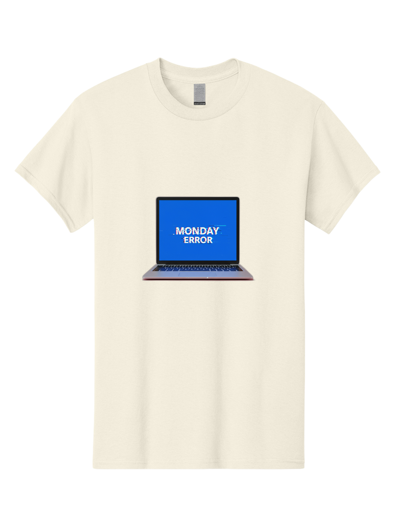 Monday-Error-9 Men'S Graphic Tee, 100% Cotton, Comfortable Casual Summer Wear, Machine Washable, Laptop Screen Displaying Monday Error Message, Computer Error, Malfunctioning Computer, Glitchy Screen, Blue Screen Of Death, Tech Issues, Bae528