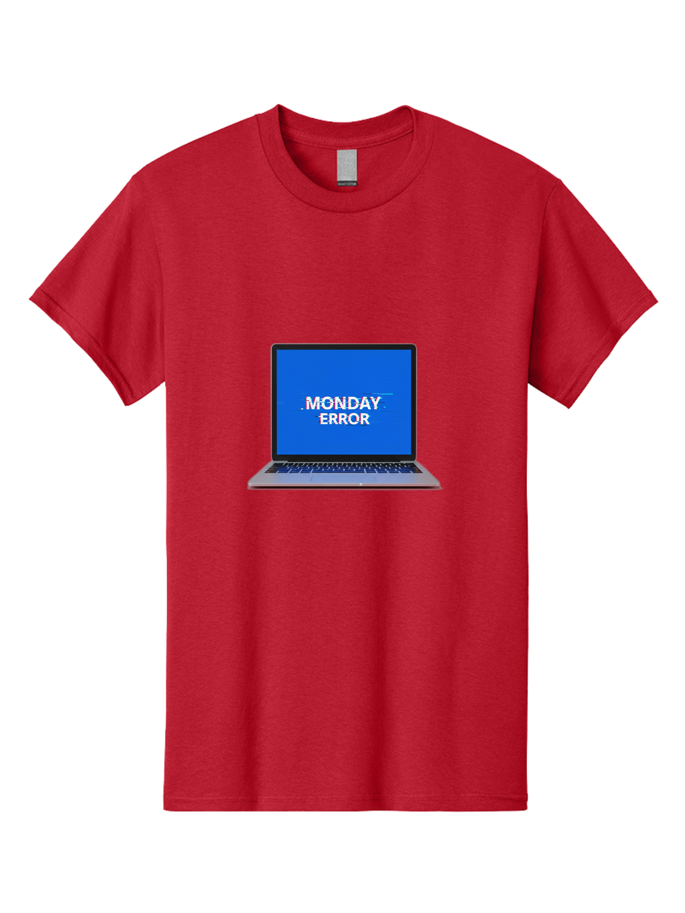 Monday-Error-9 Men'S Graphic Tee, 100% Cotton, Comfortable Casual Summer Wear, Machine Washable, Laptop Screen Displaying Monday Error Message, Computer Error, Malfunctioning Computer, Glitchy Screen, Blue Screen Of Death, Tech Issues, Bae528