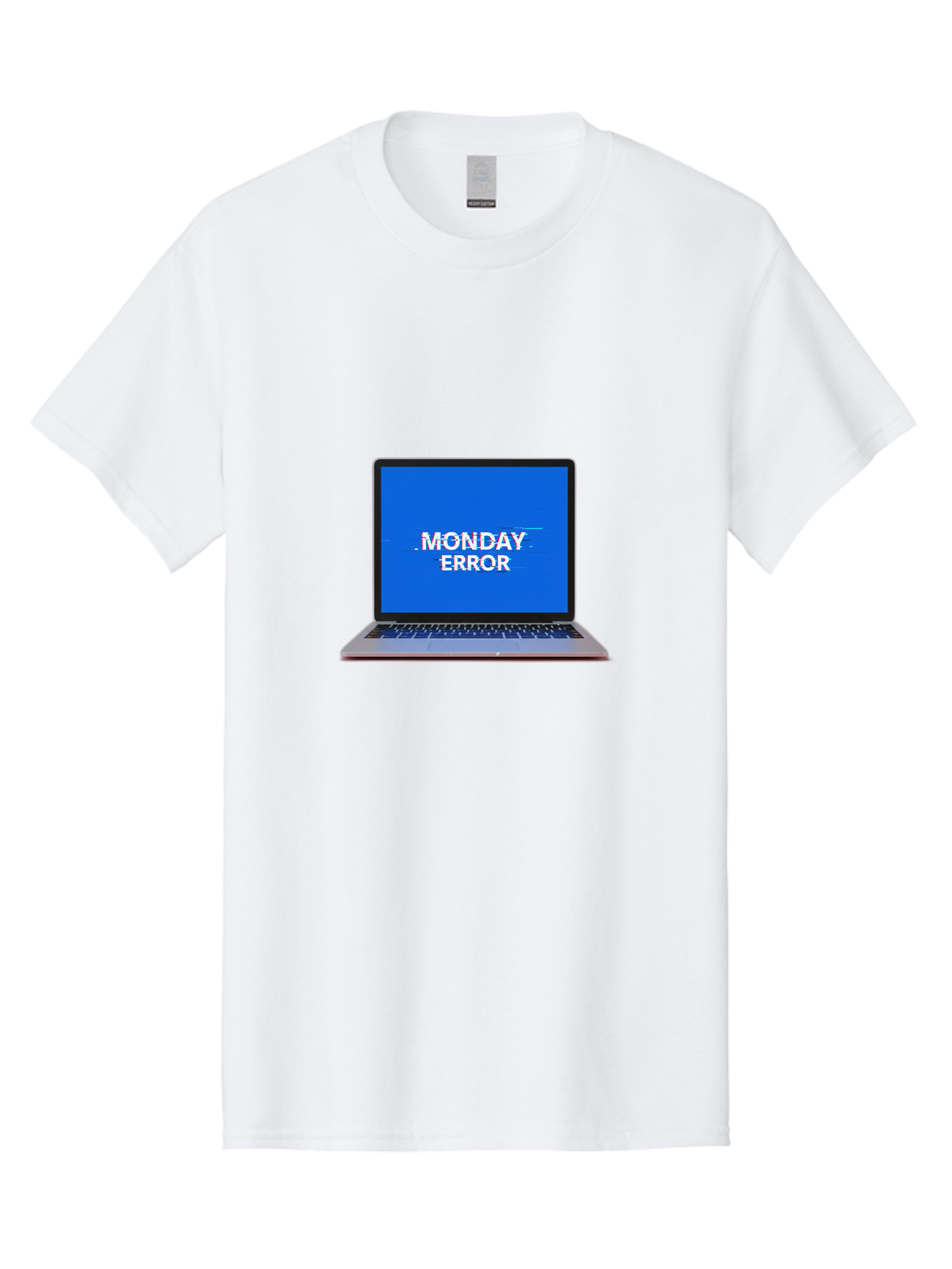 Monday-Error-9 Men'S Graphic Tee, 100% Cotton, Comfortable Casual Summer Wear, Machine Washable, Laptop Screen Displaying Monday Error Message, Computer Error, Malfunctioning Computer, Glitchy Screen, Blue Screen Of Death, Tech Issues, Bae528