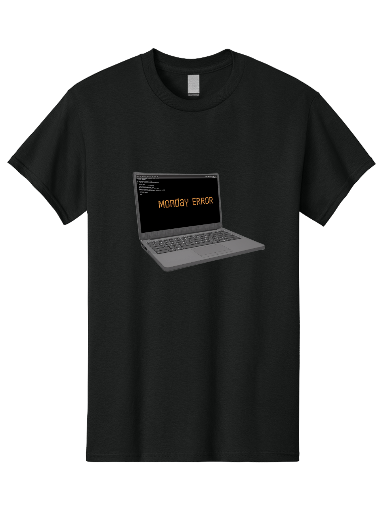 Monday-Error-Laptop Men'S Graphic Tee, 100% Cotton, Comfortable Casual Summer Wear, Machine Washable, Laptop Screen, Error Message, Monday Motivation, Coding Issues, Tech Problems, Computer Glitch, Debugging, Programming Error Bae529