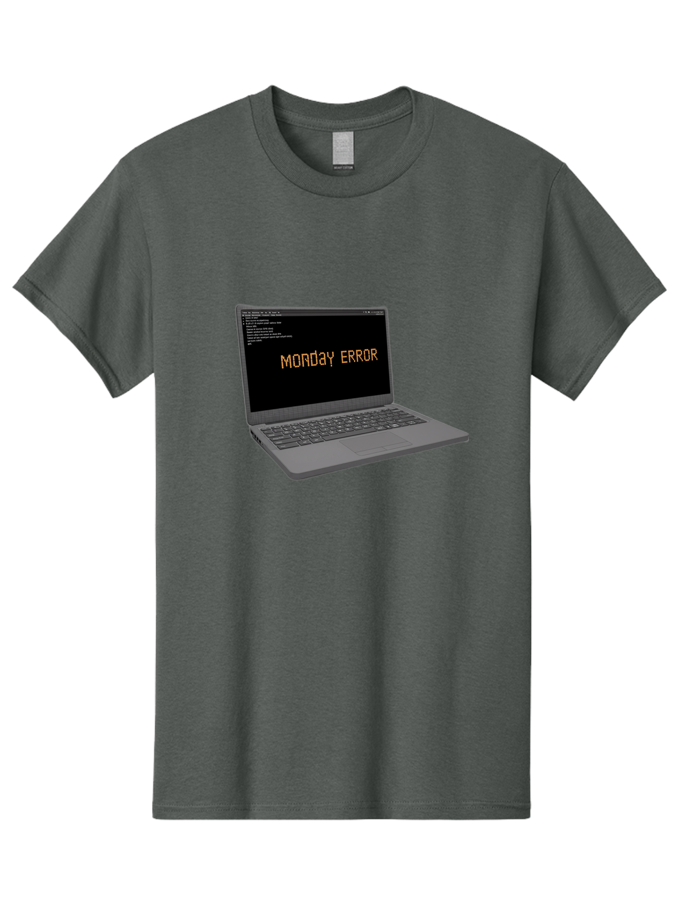 Monday-Error-Laptop Men'S Graphic Tee, 100% Cotton, Comfortable Casual Summer Wear, Machine Washable, Laptop Screen, Error Message, Monday Motivation, Coding Issues, Tech Problems, Computer Glitch, Debugging, Programming Error Bae529