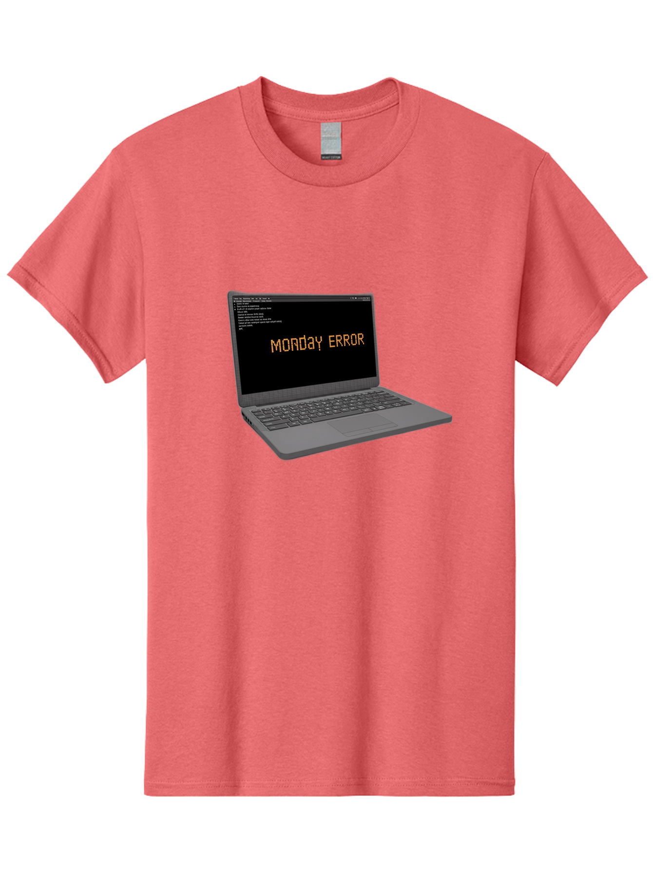 Monday-Error-Laptop Men'S Graphic Tee, 100% Cotton, Comfortable Casual Summer Wear, Machine Washable, Laptop Screen, Error Message, Monday Motivation, Coding Issues, Tech Problems, Computer Glitch, Debugging, Programming Error Bae529