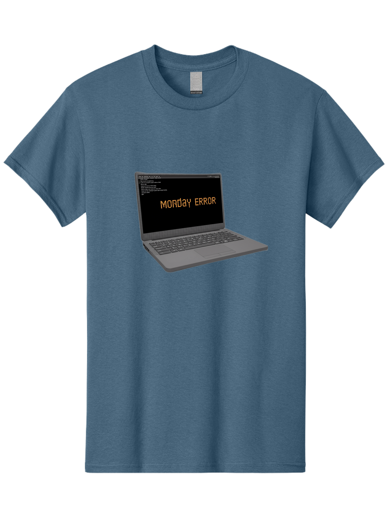 Monday-Error-Laptop Men'S Graphic Tee, 100% Cotton, Comfortable Casual Summer Wear, Machine Washable, Laptop Screen, Error Message, Monday Motivation, Coding Issues, Tech Problems, Computer Glitch, Debugging, Programming Error Bae529
