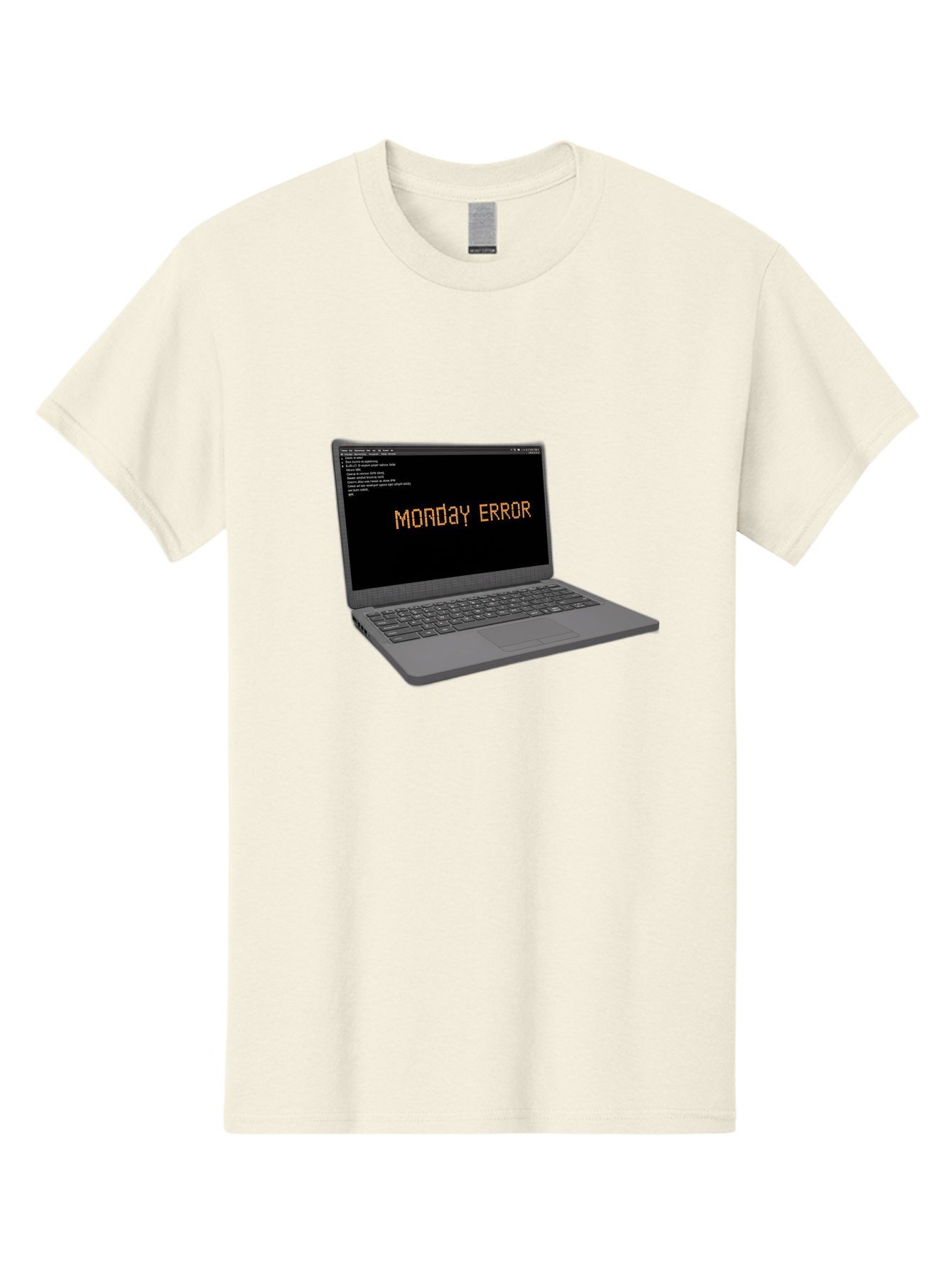 Monday-Error-Laptop Men'S Graphic Tee, 100% Cotton, Comfortable Casual Summer Wear, Machine Washable, Laptop Screen, Error Message, Monday Motivation, Coding Issues, Tech Problems, Computer Glitch, Debugging, Programming Error Bae529