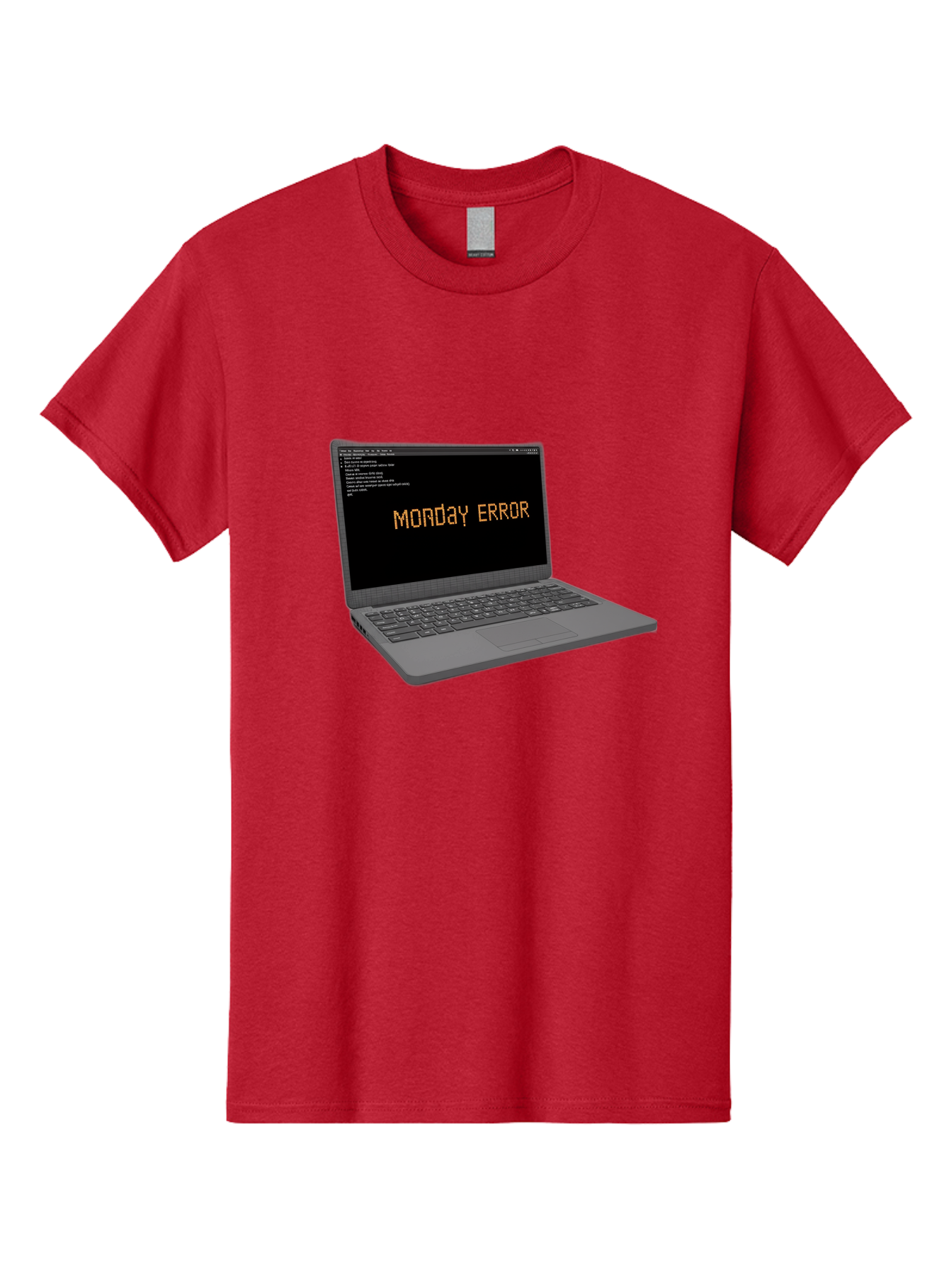 Monday-Error-Laptop Men'S Graphic Tee, 100% Cotton, Comfortable Casual Summer Wear, Machine Washable, Laptop Screen, Error Message, Monday Motivation, Coding Issues, Tech Problems, Computer Glitch, Debugging, Programming Error Bae529