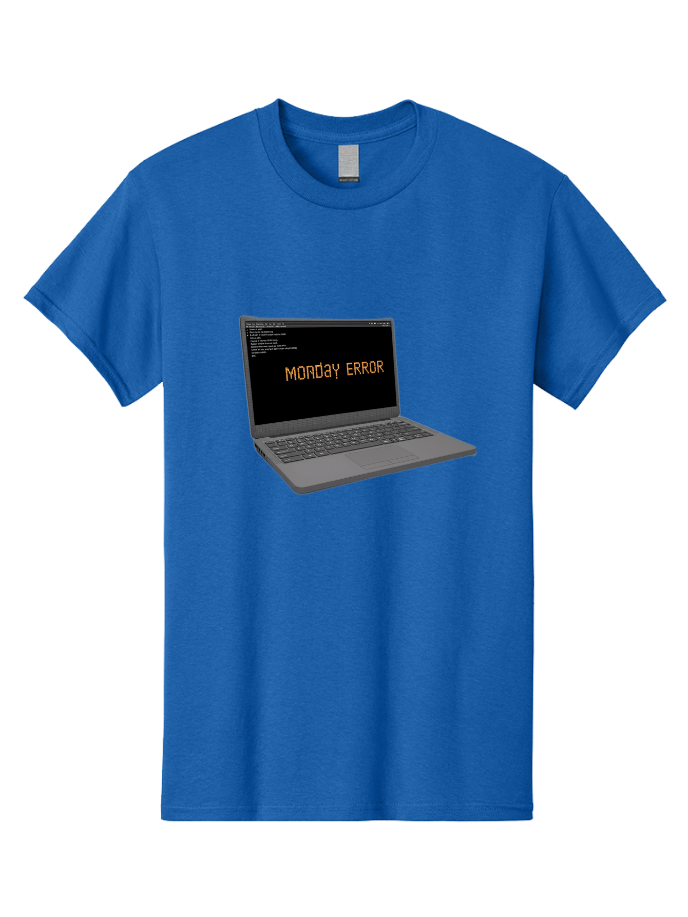 Monday-Error-Laptop Men'S Graphic Tee, 100% Cotton, Comfortable Casual Summer Wear, Machine Washable, Laptop Screen, Error Message, Monday Motivation, Coding Issues, Tech Problems, Computer Glitch, Debugging, Programming Error Bae529