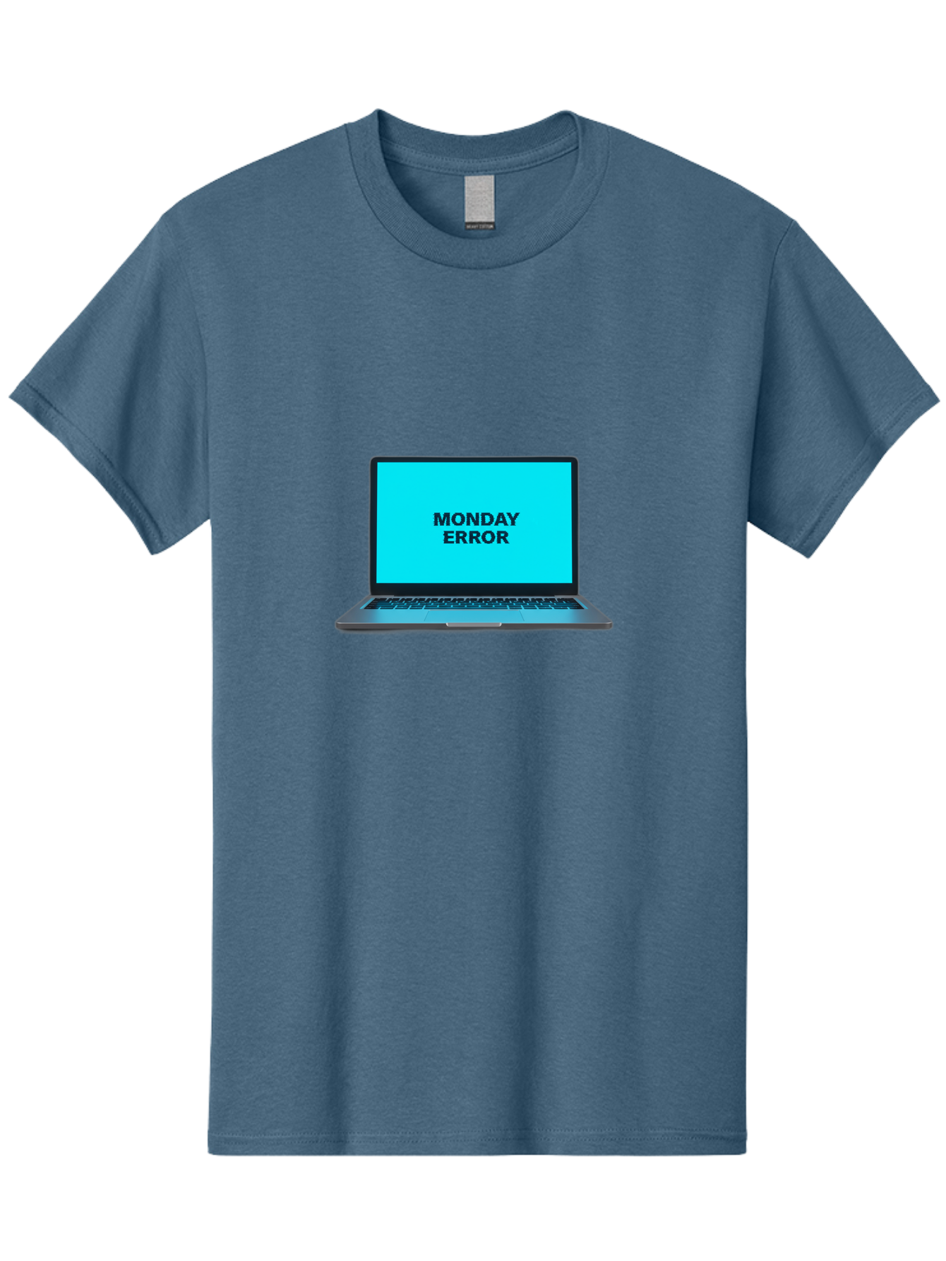 Monday-Error Men'S Graphic Tee, 100% Cotton, Comfortable Casual Summer Wear, Machine Washable, Laptop With Error Message, Monday Blues, System Failure, Computer Glitch, Blue Screen, Tech Issue, Troubleshooting Bae530