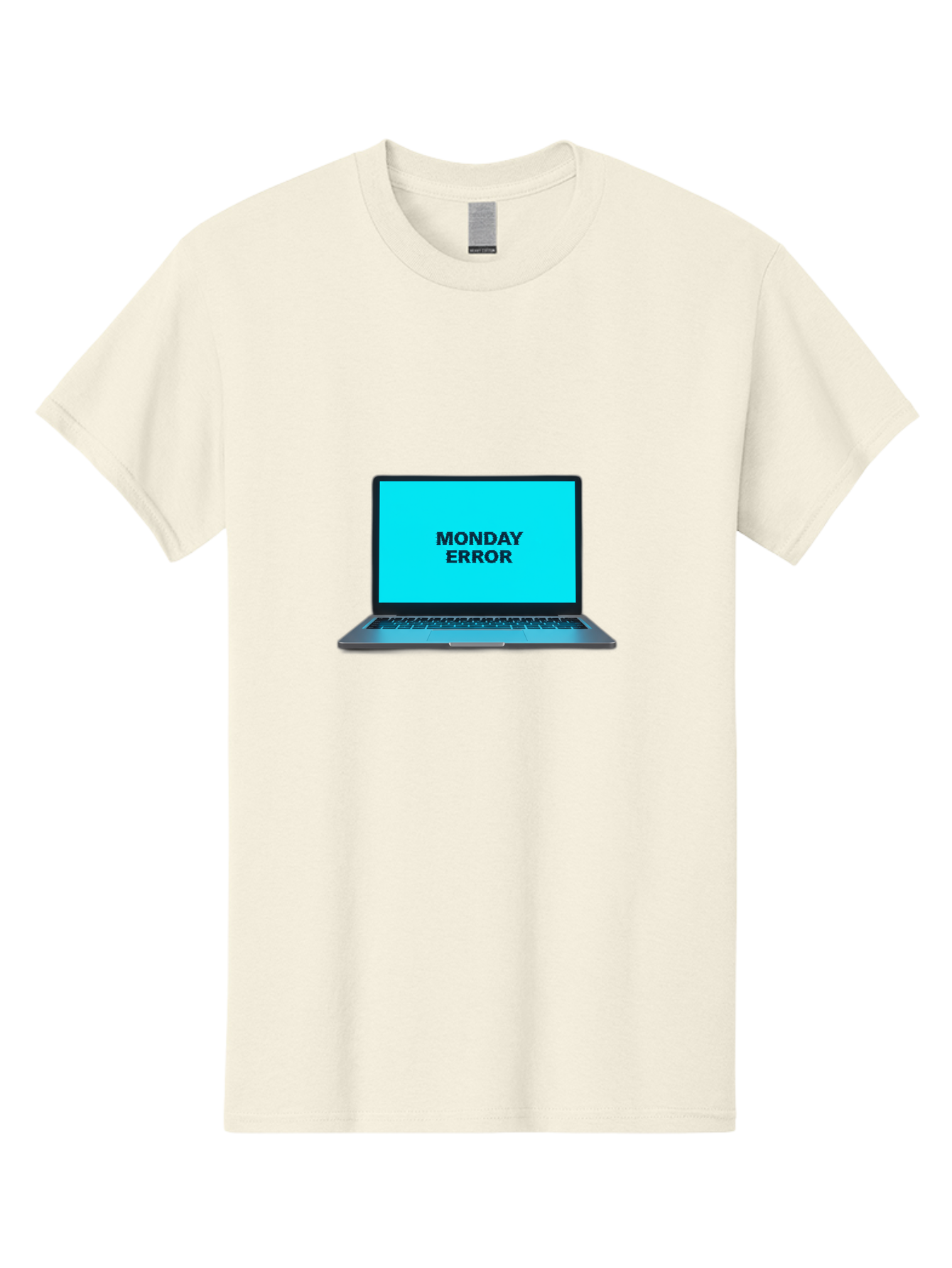 Monday-Error Men'S Graphic Tee, 100% Cotton, Comfortable Casual Summer Wear, Machine Washable, Laptop With Error Message, Monday Blues, System Failure, Computer Glitch, Blue Screen, Tech Issue, Troubleshooting Bae530