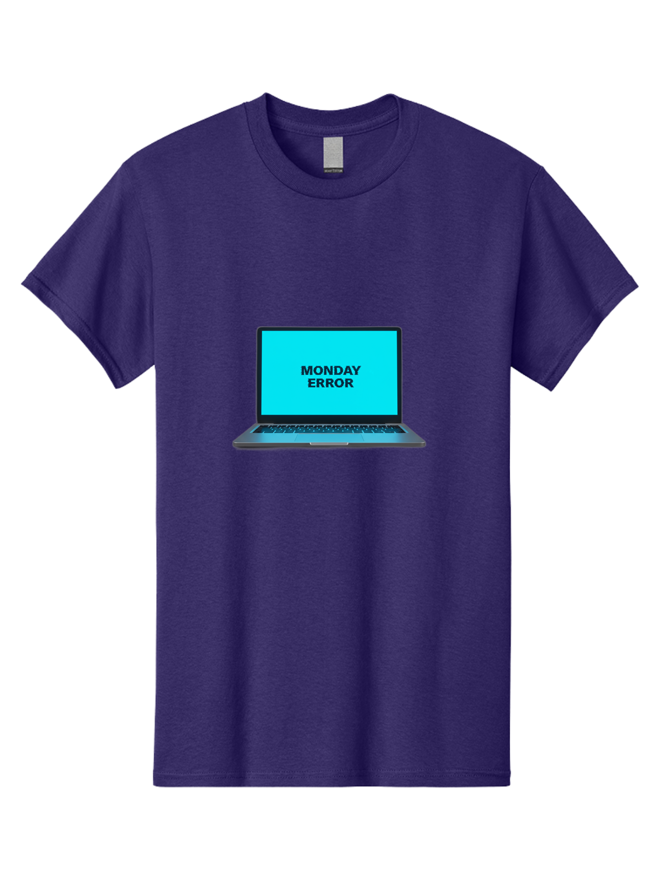 Monday-Error Men'S Graphic Tee, 100% Cotton, Comfortable Casual Summer Wear, Machine Washable, Laptop With Error Message, Monday Blues, System Failure, Computer Glitch, Blue Screen, Tech Issue, Troubleshooting Bae530