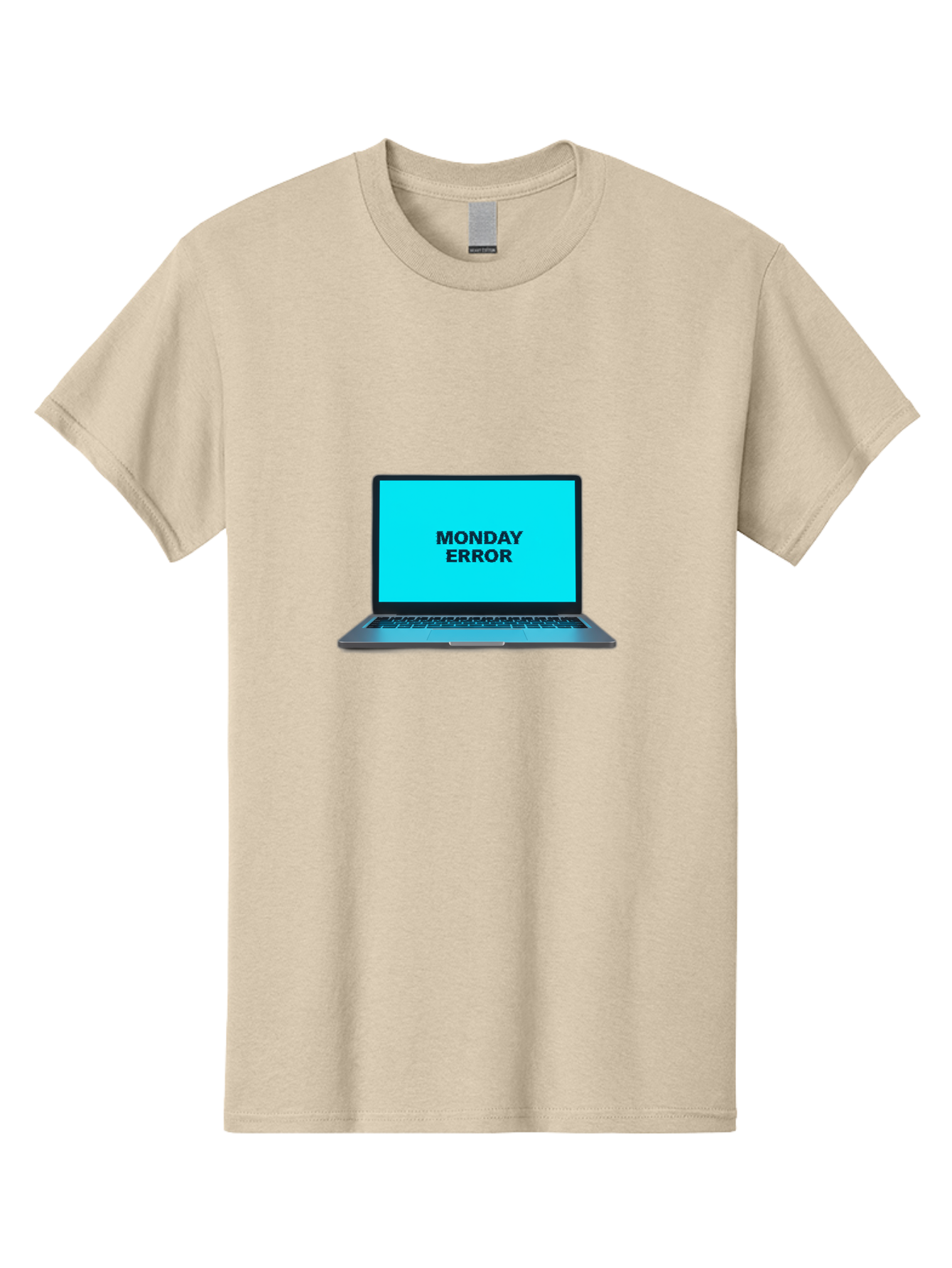 Monday-Error Men'S Graphic Tee, 100% Cotton, Comfortable Casual Summer Wear, Machine Washable, Laptop With Error Message, Monday Blues, System Failure, Computer Glitch, Blue Screen, Tech Issue, Troubleshooting Bae530