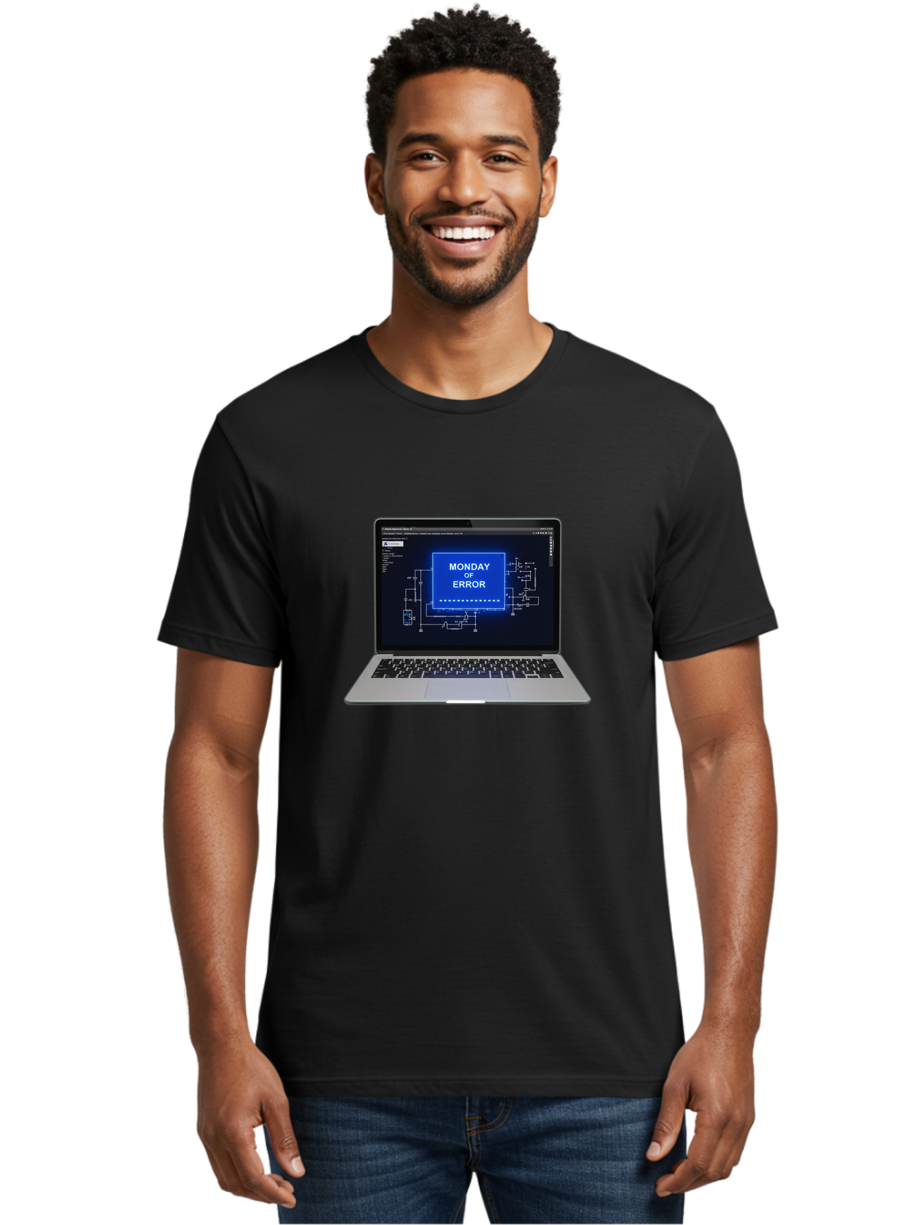 Monday-Of-Error Men'S Graphic Tee, 100% Cotton, Comfortable Casual Summer Wear, Machine Washable, Laptop Screen Displaying Error Message, Monday Of Error, Technical Glitch, Computer Error, Tech Issue, Troubleshooting, Error Screen, Bae533