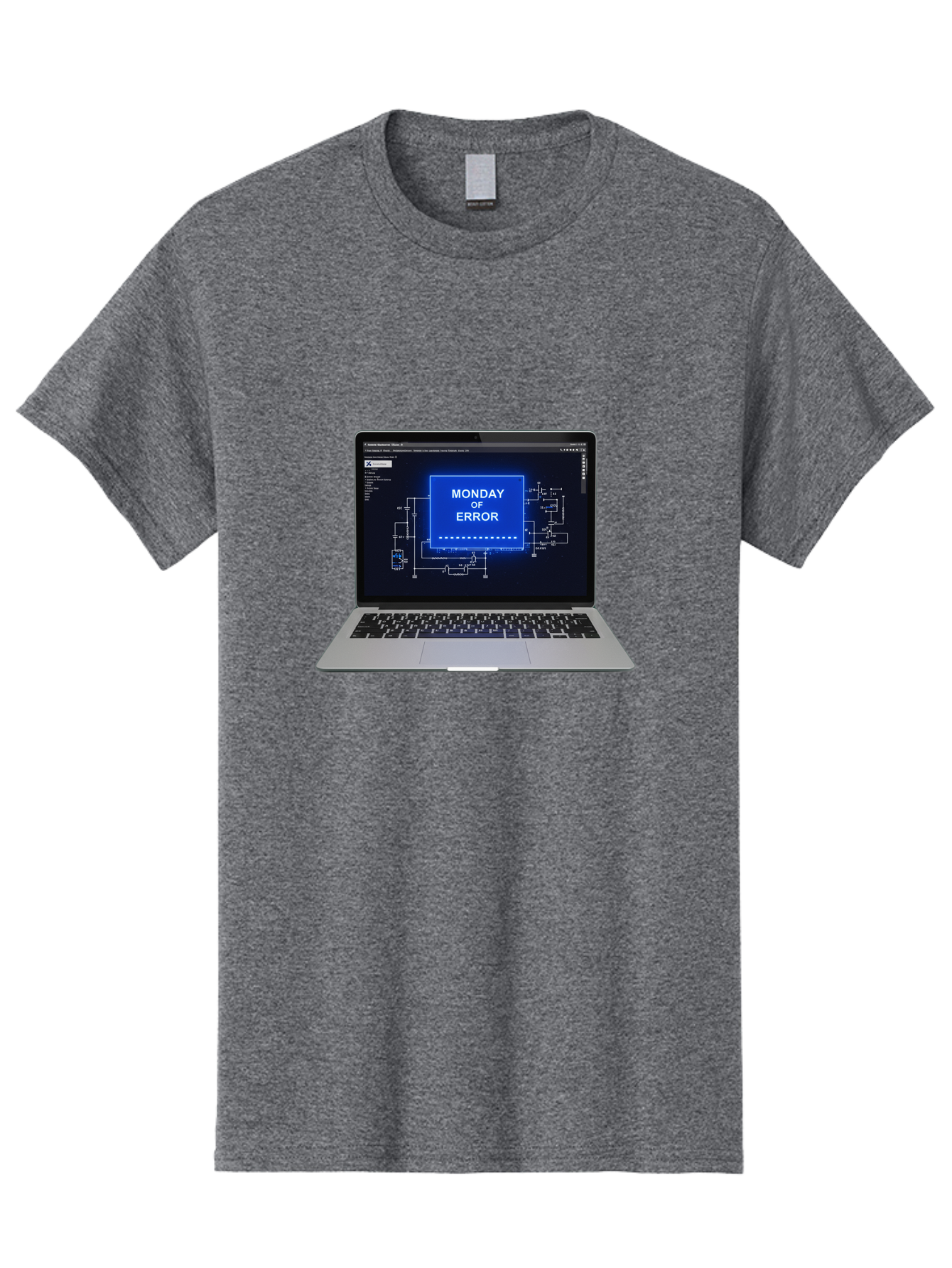 Monday-Of-Error Men'S Graphic Tee, 100% Cotton, Comfortable Casual Summer Wear, Machine Washable, Laptop Screen Displaying Error Message, Monday Of Error, Technical Glitch, Computer Error, Tech Issue, Troubleshooting, Error Screen, Bae533