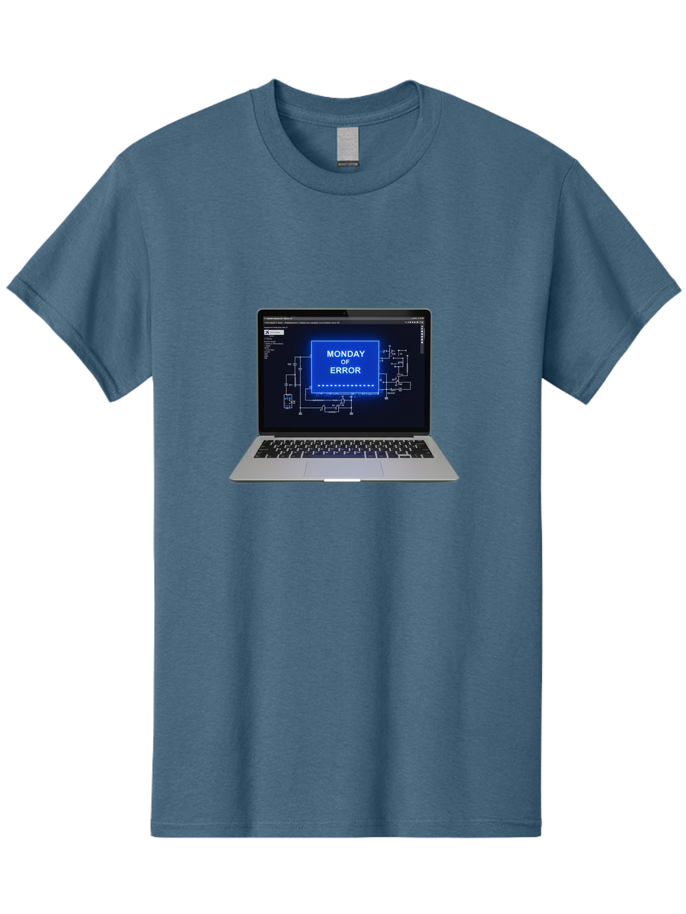 Monday-Of-Error Men'S Graphic Tee, 100% Cotton, Comfortable Casual Summer Wear, Machine Washable, Laptop Screen Displaying Error Message, Monday Of Error, Technical Glitch, Computer Error, Tech Issue, Troubleshooting, Error Screen, Bae533