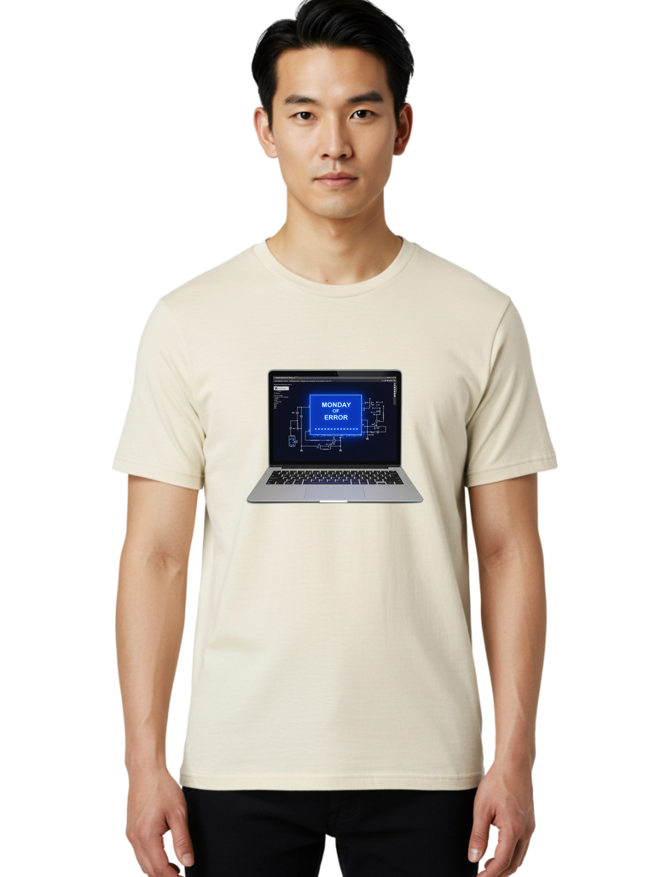 Monday-Of-Error Men'S Graphic Tee, 100% Cotton, Comfortable Casual Summer Wear, Machine Washable, Laptop Screen Displaying Error Message, Monday Of Error, Technical Glitch, Computer Error, Tech Issue, Troubleshooting, Error Screen, Bae533