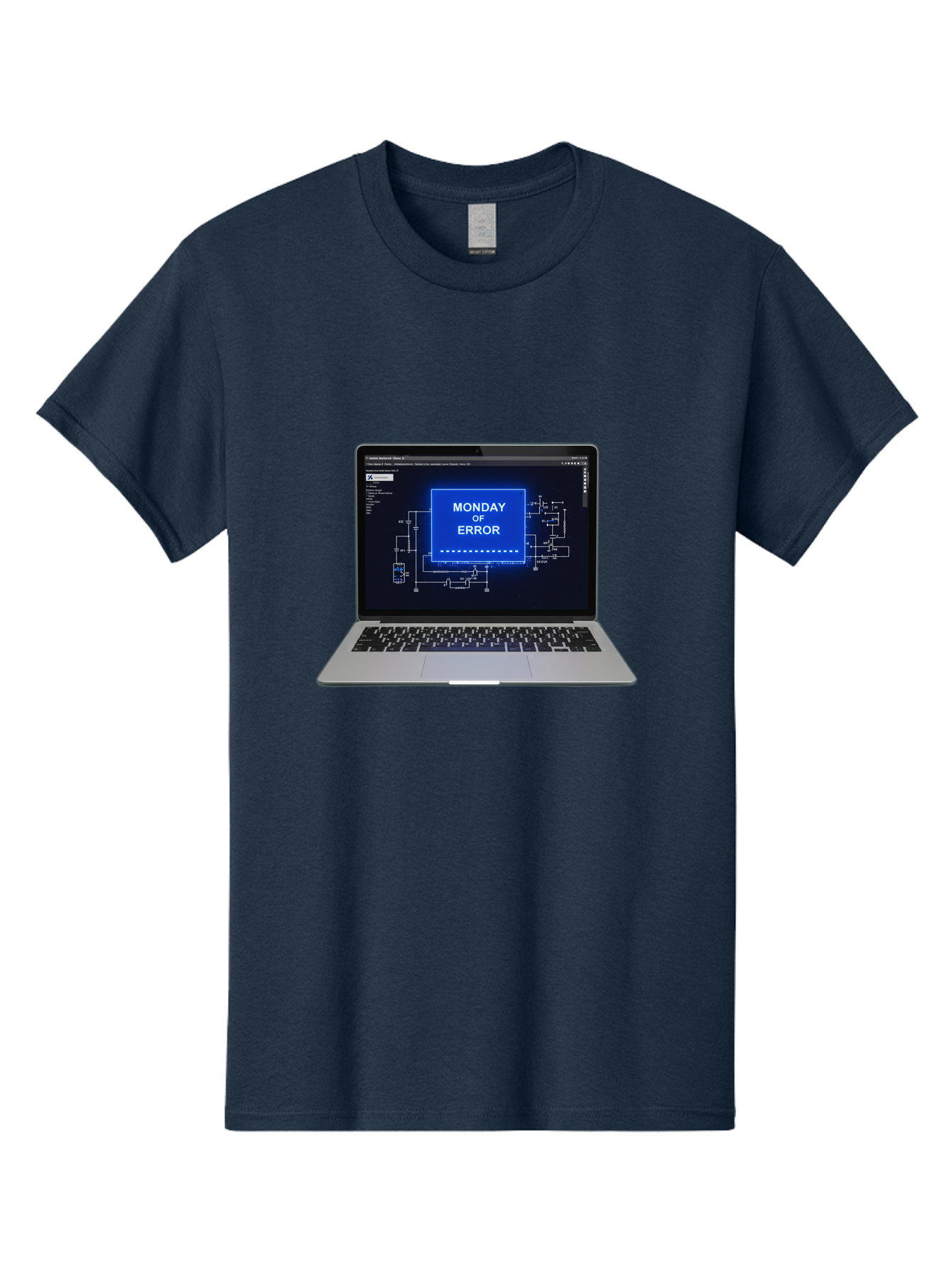Monday-Of-Error Men'S Graphic Tee, 100% Cotton, Comfortable Casual Summer Wear, Machine Washable, Laptop Screen Displaying Error Message, Monday Of Error, Technical Glitch, Computer Error, Tech Issue, Troubleshooting, Error Screen, Bae533