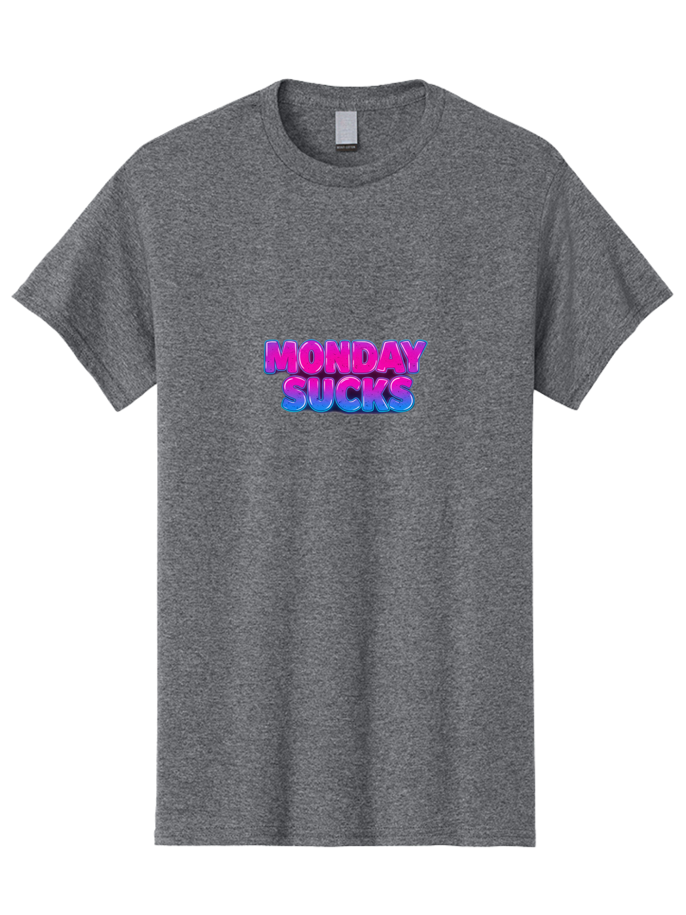 Monday-Sucks-1 Men'S Graphic Tee, 100% Cotton, Comfortable Casual Summer Wear, Machine Washable, Monday Motivation, Motivational Quote, Funny Meme, Humor, Sarcasm, Workweek Grind, Relief, Colorful Text, Pink, Blue, Gradient, Workplace Humor, Bae534
