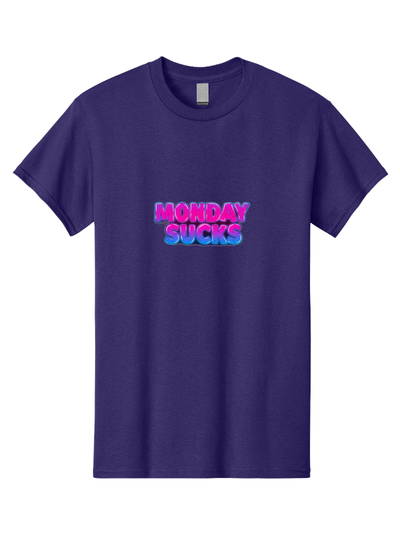 Monday-Sucks-1 Men'S Graphic Tee, 100% Cotton, Comfortable Casual Summer Wear, Machine Washable, Monday Motivation, Motivational Quote, Funny Meme, Humor, Sarcasm, Workweek Grind, Relief, Colorful Text, Pink, Blue, Gradient, Workplace Humor, Bae534