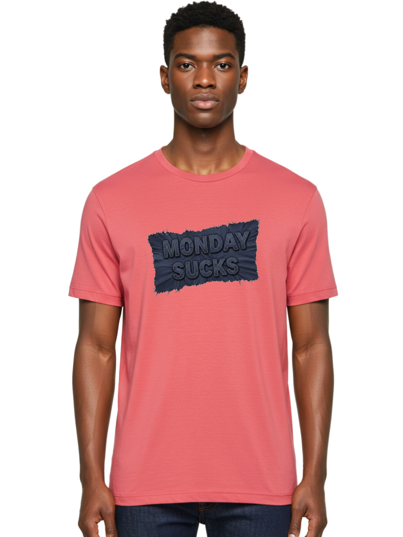 Monday-Sucks Men'S Graphic Tee, 100% Cotton, Comfortable Casual Summer Wear, Machine Washable, Motivation, Monday Blues, Negative Vibes, Motivational Quote, Funny Saying, Humor, Meme, Grunge Style, Bold Text, Inspirational Phrase Bae535