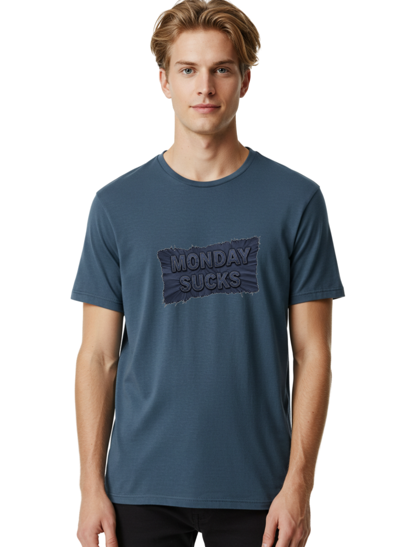 Monday-Sucks Men'S Graphic Tee, 100% Cotton, Comfortable Casual Summer Wear, Machine Washable, Motivation, Monday Blues, Negative Vibes, Motivational Quote, Funny Saying, Humor, Meme, Grunge Style, Bold Text, Inspirational Phrase Bae535