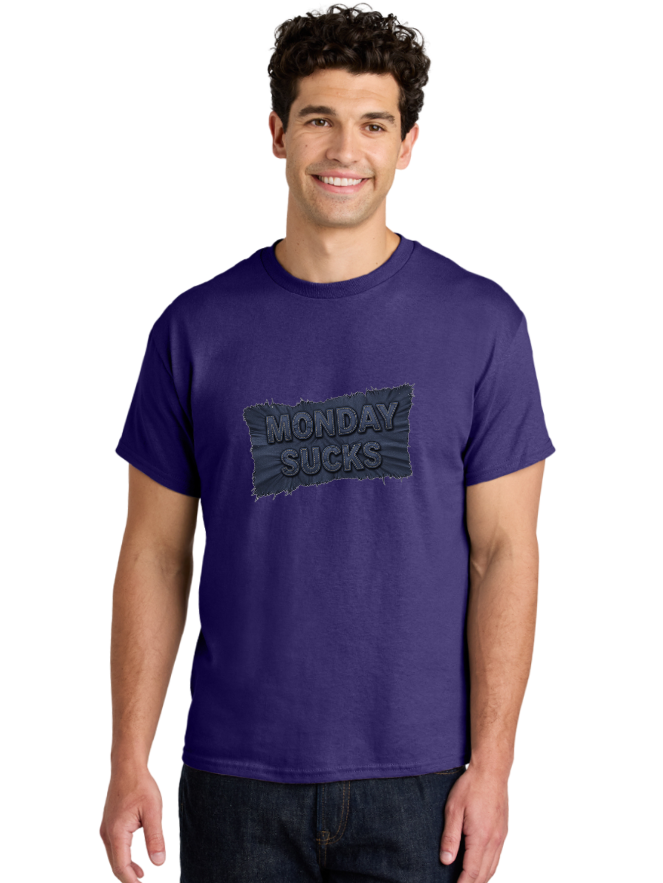 Monday-Sucks Men'S Graphic Tee, 100% Cotton, Comfortable Casual Summer Wear, Machine Washable, Motivation, Monday Blues, Negative Vibes, Motivational Quote, Funny Saying, Humor, Meme, Grunge Style, Bold Text, Inspirational Phrase Bae535