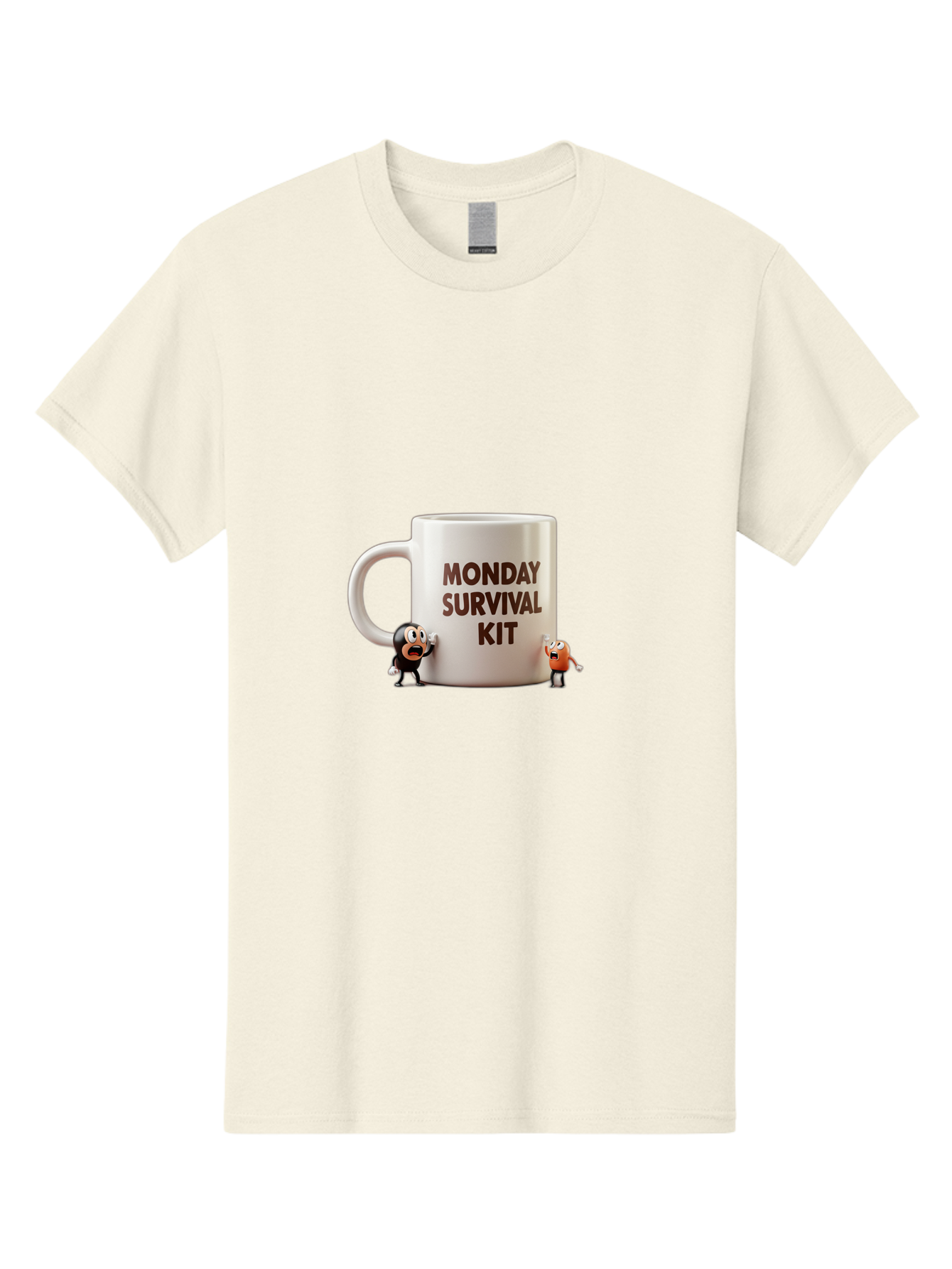 Monday-Survival-Kit-1 Men'S Graphic Tee, 100% Cotton, Comfortable Casual Summer Wear, Machine Washable, Coffee Mug, Monday Motivation, Survival Kit, Cartoon Characters, Humorous Design, Funny Coffee Cup, Quirky Illustration, Stress Relief Bae536
