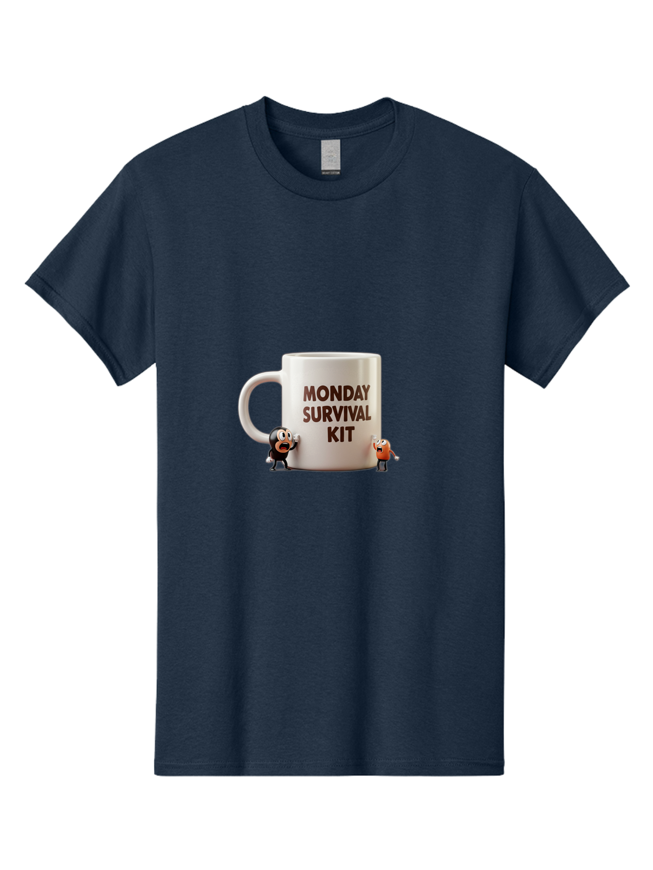 Monday-Survival-Kit-1 Men'S Graphic Tee, 100% Cotton, Comfortable Casual Summer Wear, Machine Washable, Coffee Mug, Monday Motivation, Survival Kit, Cartoon Characters, Humorous Design, Funny Coffee Cup, Quirky Illustration, Stress Relief Bae536