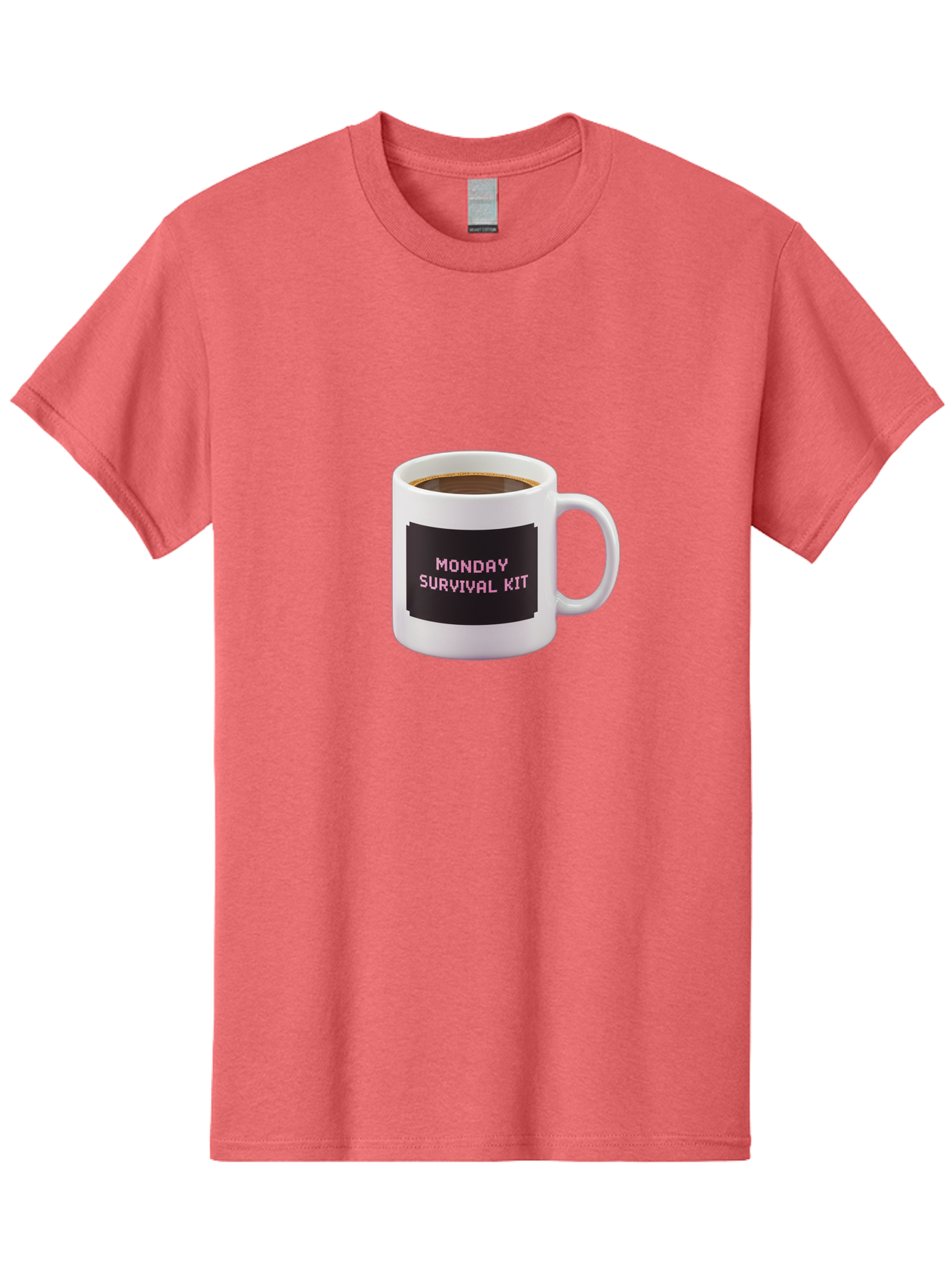 Monday-Survival-Kit-2 Men'S Graphic Tee, 100% Cotton, Comfortable Casual Summer Wear, Machine Washable, Coffee Mug, Monday Motivation, Survival Kit, Morning Coffee, Monday Blues, Funny Mug, Office Humor, Coworker Gift, Coffee Break Bae537