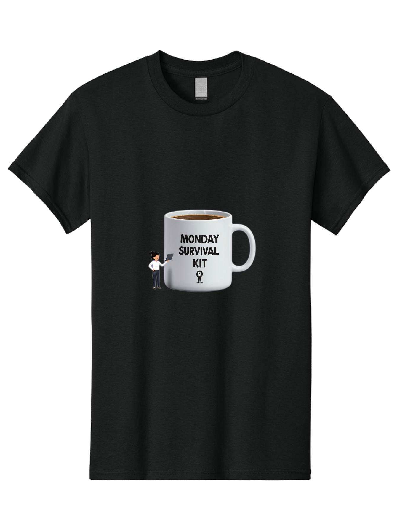 Monday-Survival-Kit Men'S Graphic Tee, 100% Cotton, Comfortable Casual Summer Wear, Machine Washable, Coffee Mug, Monday Motivation, Survival Kit, Morning Coffee, Coffee Break, Motivation, Morning Routine, Funny Coffee Mug, Office Humor, Bae538