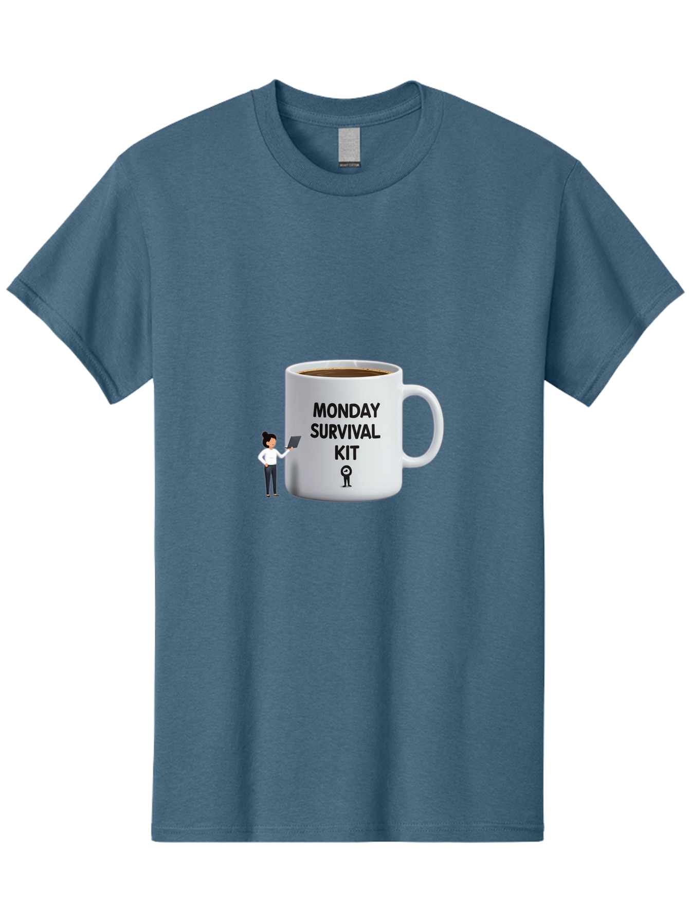 Monday-Survival-Kit Men'S Graphic Tee, 100% Cotton, Comfortable Casual Summer Wear, Machine Washable, Coffee Mug, Monday Motivation, Survival Kit, Morning Coffee, Coffee Break, Motivation, Morning Routine, Funny Coffee Mug, Office Humor, Bae538