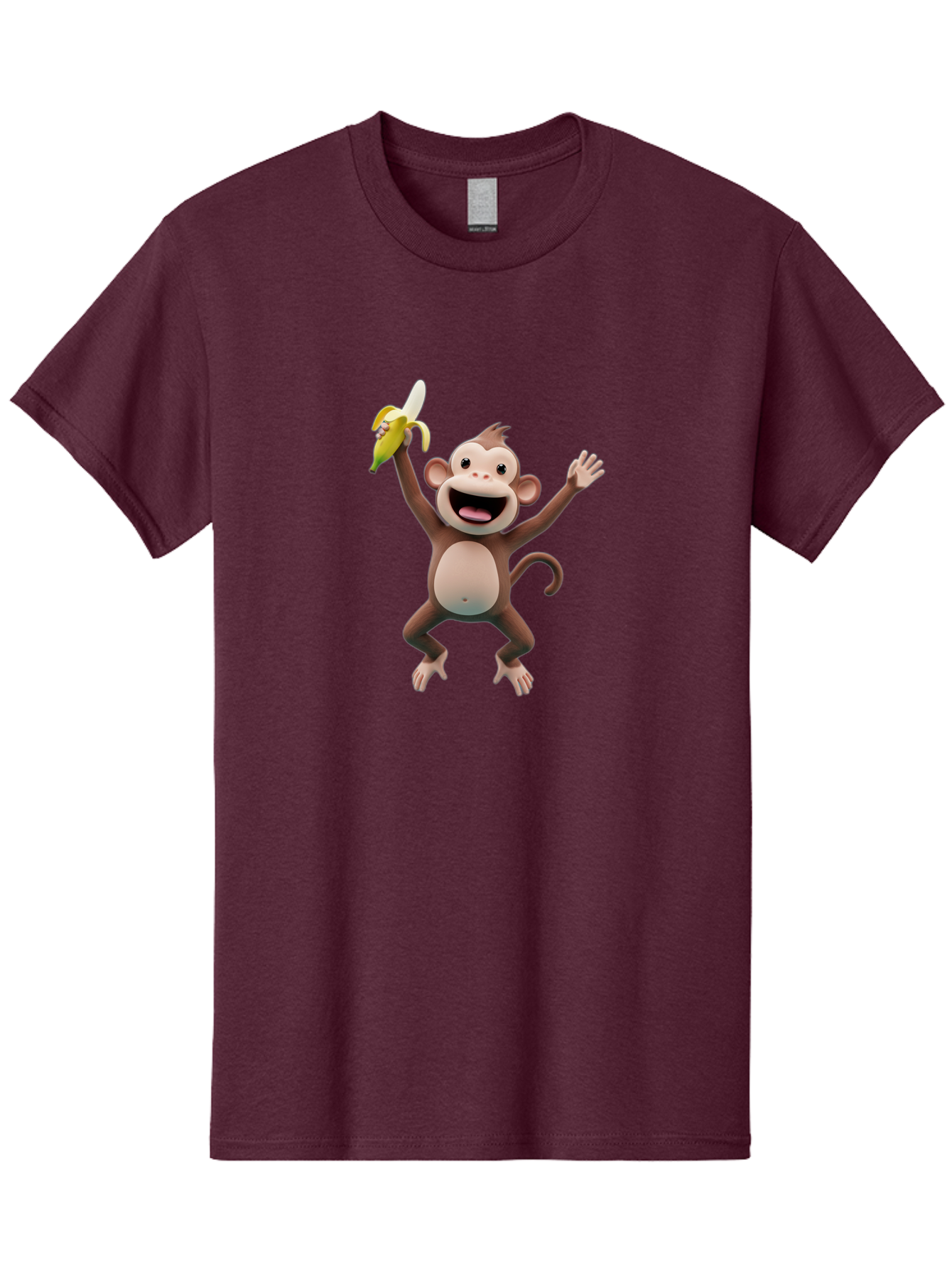 Monkey-With-Banana Men'S Graphic Tee, 100% Cotton, Comfortable Casual Summer Wear, Machine Washable, Cartoon Monkey, Playful Primate, Banana Treat, Funny Character, Joyful Expression, Animated Figure, Primate Portrait, Banana Snack, Bae543