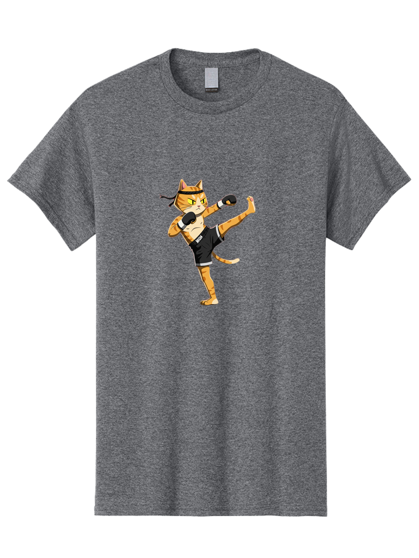 Muay Men'S Graphic Tee, 100% Cotton, Comfortable Casual Summer Wear, Machine Washable, Cartoon Cat, Muay Thai Fighter, Martial Arts, Kickboxing, Fighting Stance, Boxing Gloves, Muay, Ninja, Thai Boxing Bae564