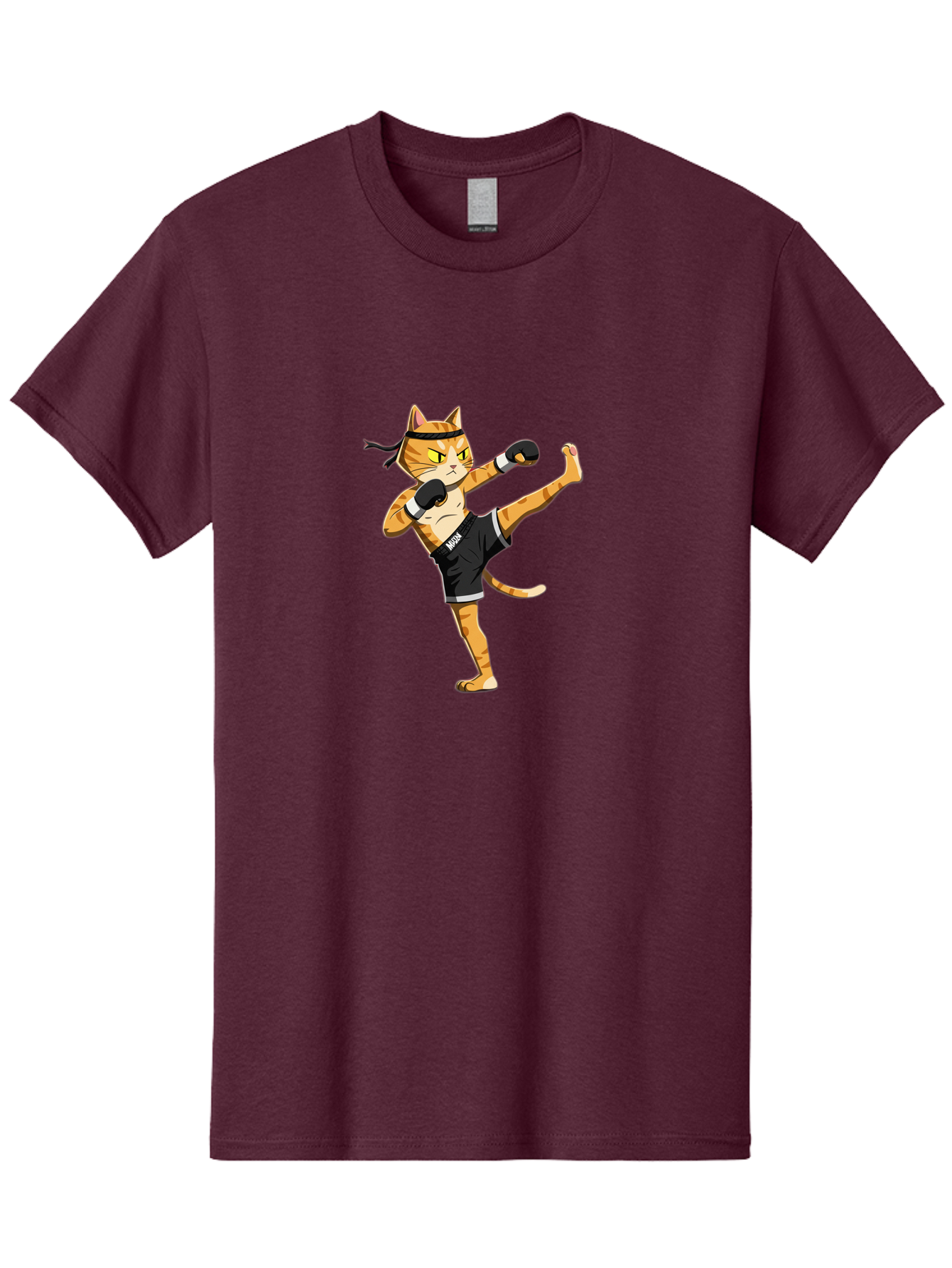 Muay Men'S Graphic Tee, 100% Cotton, Comfortable Casual Summer Wear, Machine Washable, Cartoon Cat, Muay Thai Fighter, Martial Arts, Kickboxing, Fighting Stance, Boxing Gloves, Muay, Ninja, Thai Boxing Bae564
