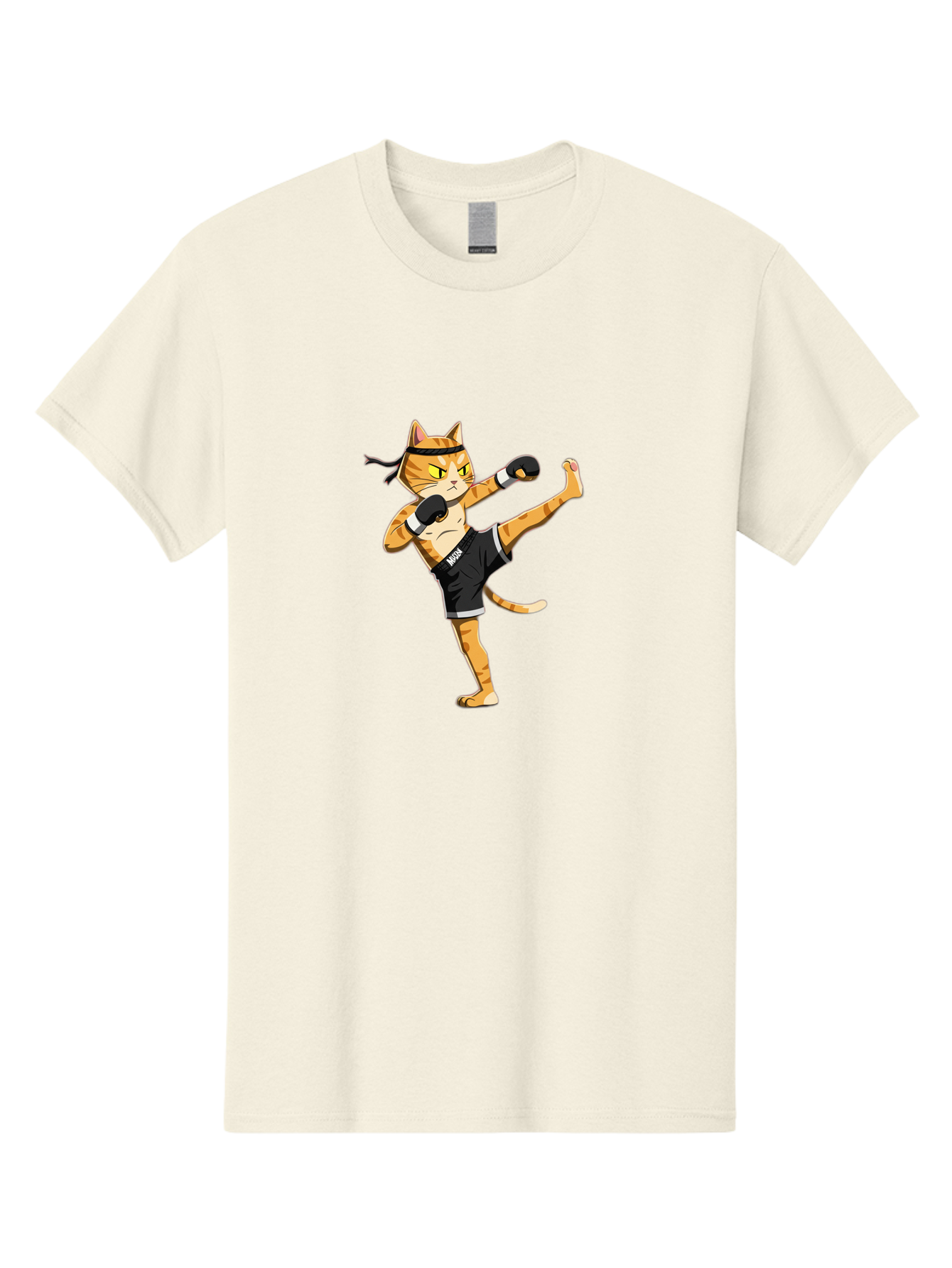 Muay Men'S Graphic Tee, 100% Cotton, Comfortable Casual Summer Wear, Machine Washable, Cartoon Cat, Muay Thai Fighter, Martial Arts, Kickboxing, Fighting Stance, Boxing Gloves, Muay, Ninja, Thai Boxing Bae564