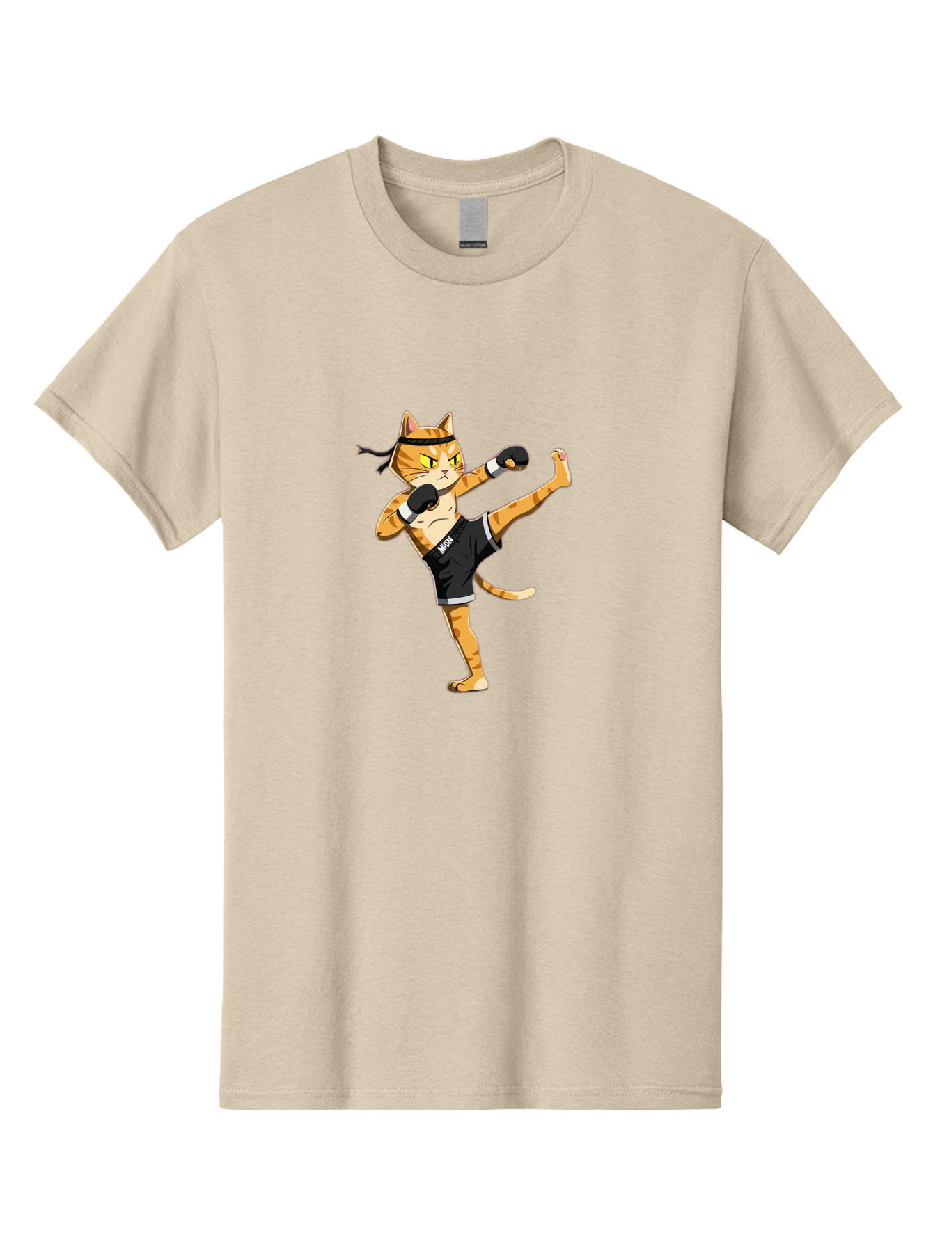 Muay Men'S Graphic Tee, 100% Cotton, Comfortable Casual Summer Wear, Machine Washable, Cartoon Cat, Muay Thai Fighter, Martial Arts, Kickboxing, Fighting Stance, Boxing Gloves, Muay, Ninja, Thai Boxing Bae564