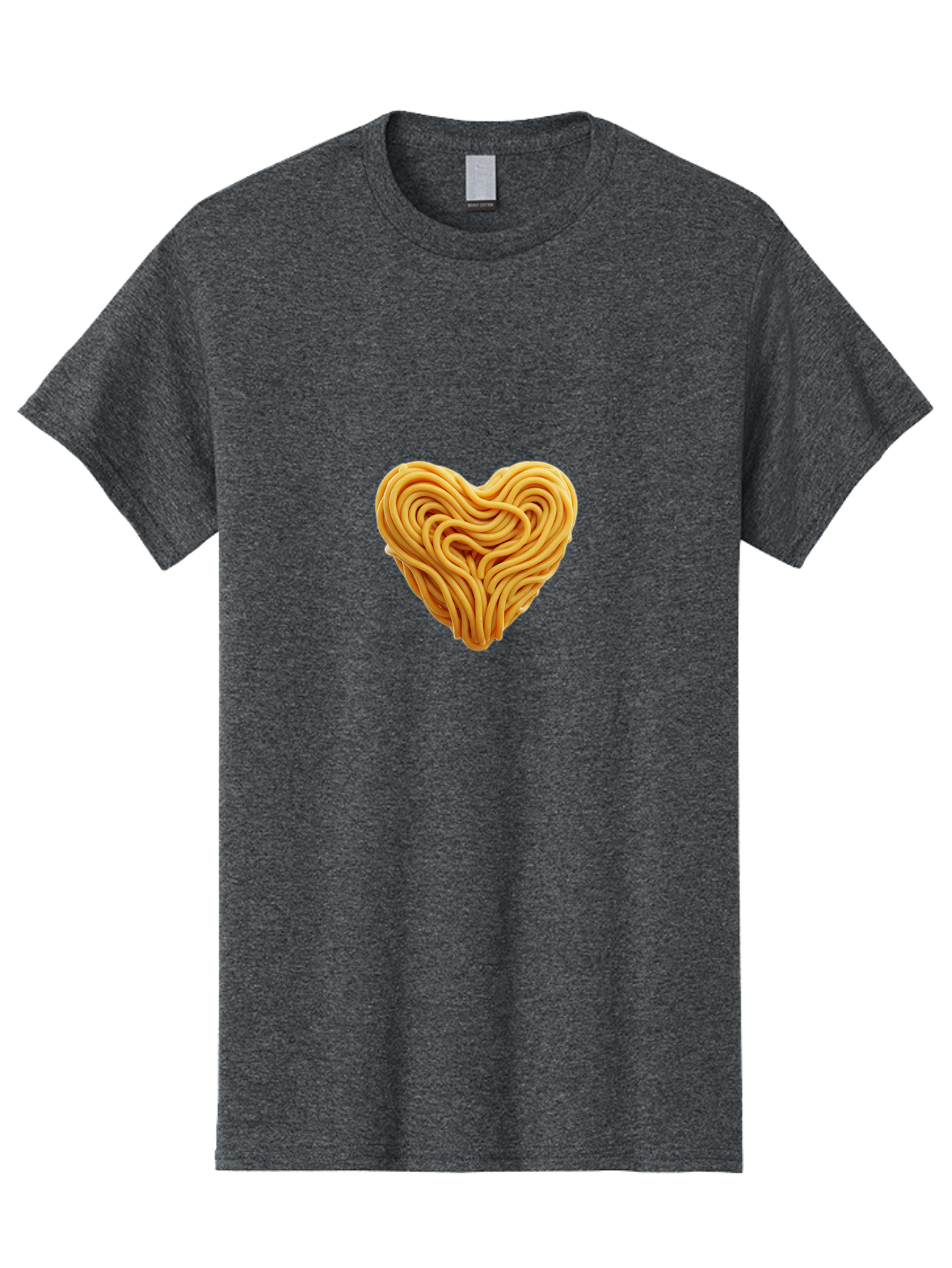 Noodles-Heart Men'S Graphic Tee, 100% Cotton, Comfortable Casual Summer Wear, Machine Washable, Heart Shaped Noodles, Creative Food Art, Noodle Design, Heart Made Of Noodles, Food Creativity, Unique Culinary Art, Noodle Heart, Food Styling Bae568