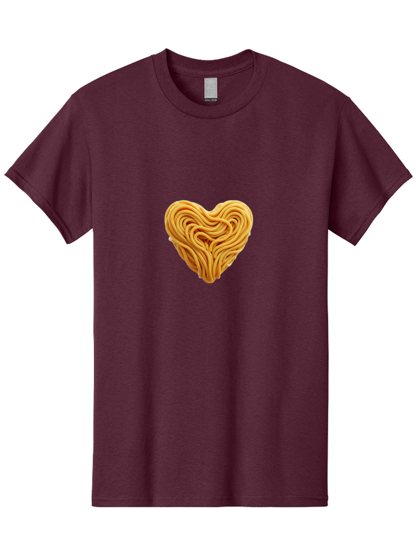 Noodles-Heart Men'S Graphic Tee, 100% Cotton, Comfortable Casual Summer Wear, Machine Washable, Heart Shaped Noodles, Creative Food Art, Noodle Design, Heart Made Of Noodles, Food Creativity, Unique Culinary Art, Noodle Heart, Food Styling Bae568
