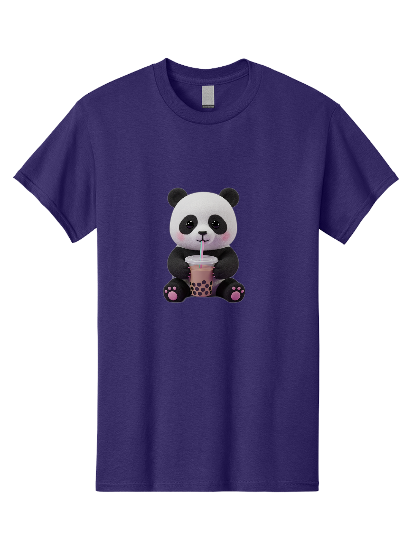 Panda-Drinking-Boba-2 Men'S Graphic Tee, 100% Cotton, Comfortable Casual Summer Wear, Machine Washable, Panda With Boba Tea, Cute Panda, Boba Drink, Bubble Tea, Cute Animal, Kawaii Culture, Cartoon Character, Boba Lover Bae576