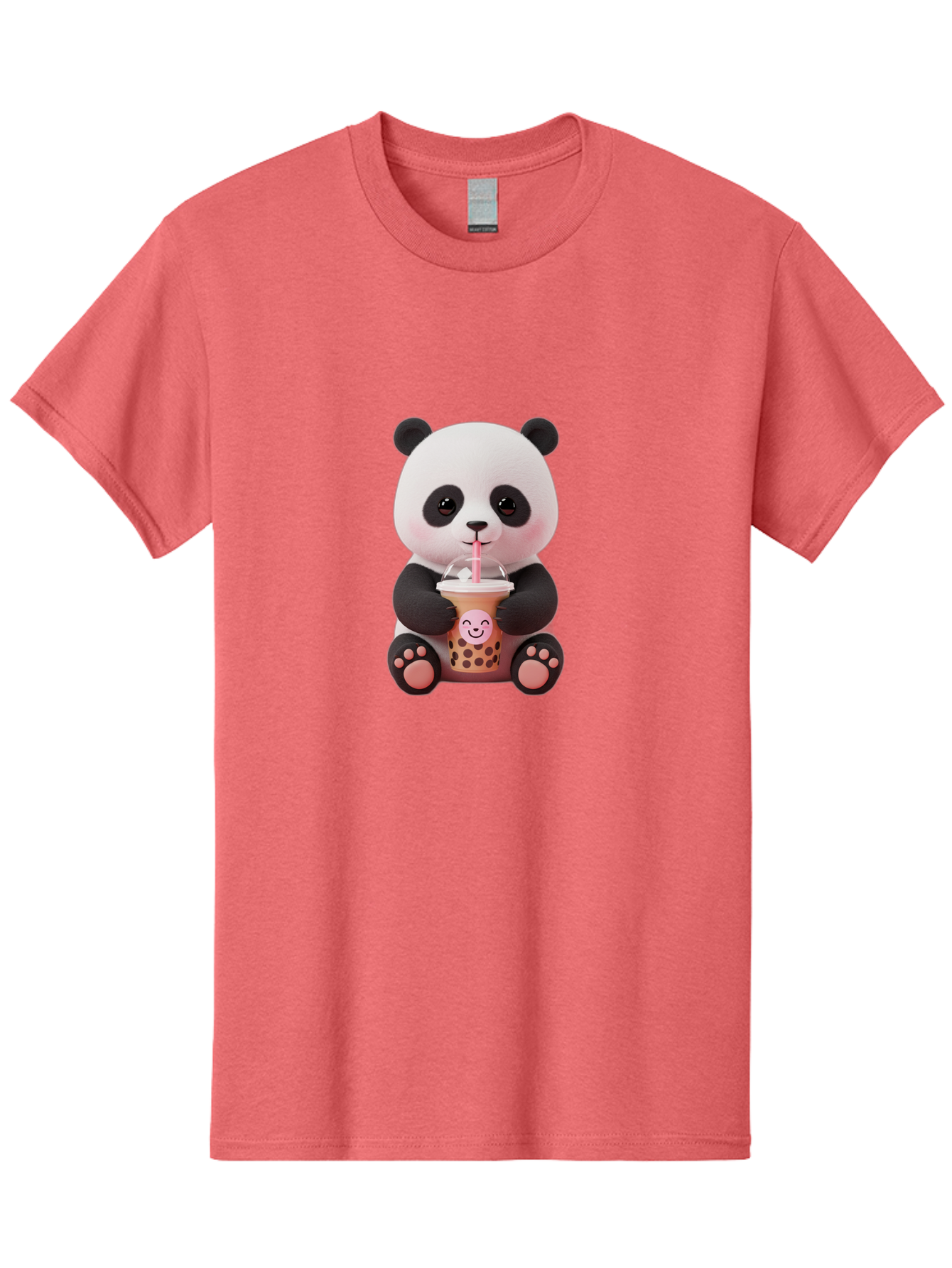 Panda-Drinking-Bubble-Tea-5 Men'S Graphic Tee, 100% Cotton, Comfortable Casual Summer Wear, Machine Washable, Cartoon Panda, Boba Tea, Bubble Tea, Adorable Animal, Kawaii Character, Milk Tea, Straw, Cute Design, Funny Illustration, Bae582
