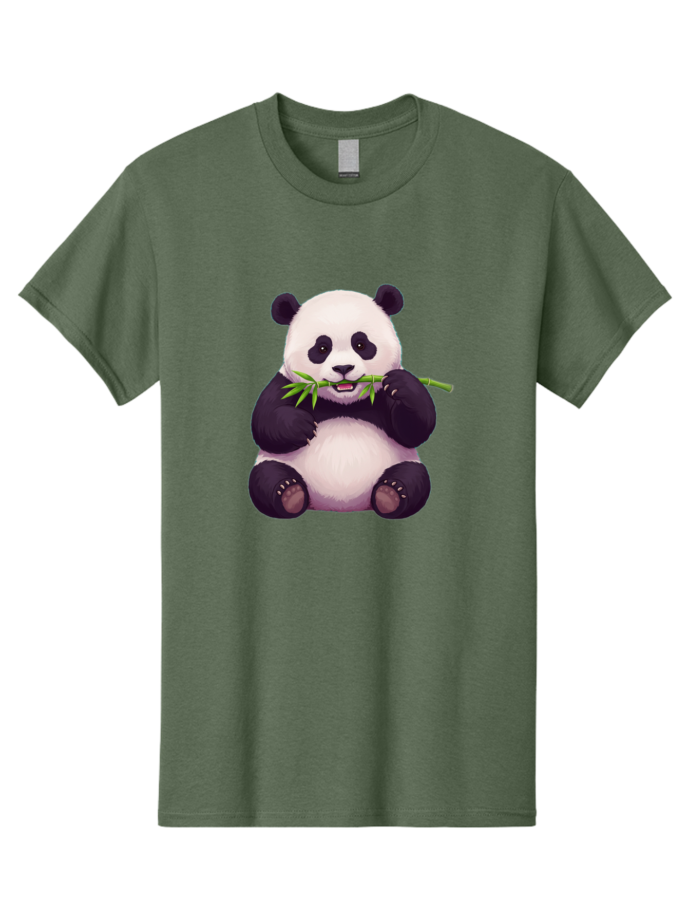 Panda-Eating-Bamboo Men'S Graphic Tee, 100% Cotton, Comfortable Casual Summer Wear, Machine Washable, Panda Eating Bamboo, Cute Panda, Cartoon Panda, Panda Bear, Bamboo Shoots, Black And White Panda, Adorable Animal, Cartoon Character Bae585