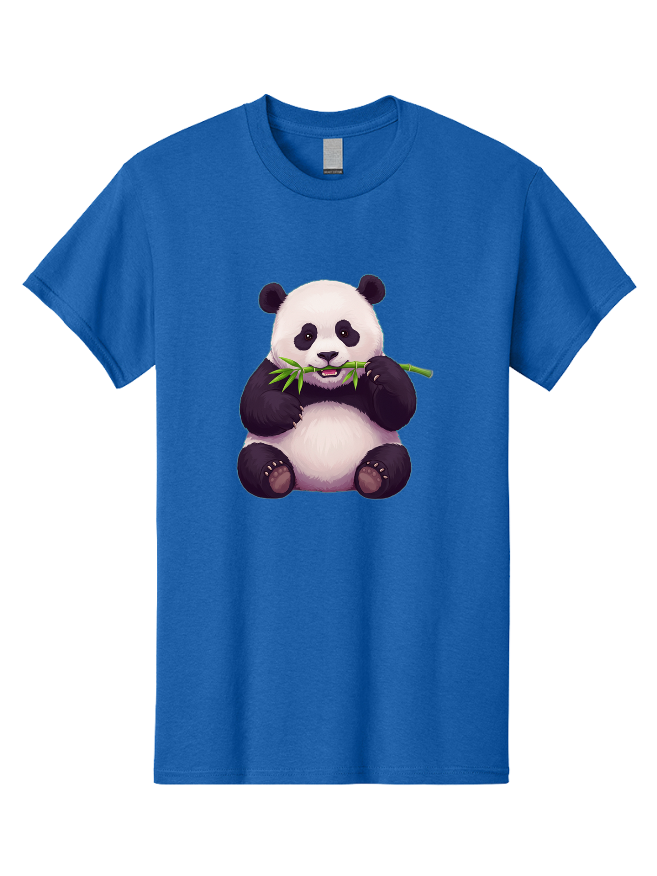 Panda-Eating-Bamboo Men'S Graphic Tee, 100% Cotton, Comfortable Casual Summer Wear, Machine Washable, Panda Eating Bamboo, Cute Panda, Cartoon Panda, Panda Bear, Bamboo Shoots, Black And White Panda, Adorable Animal, Cartoon Character Bae585