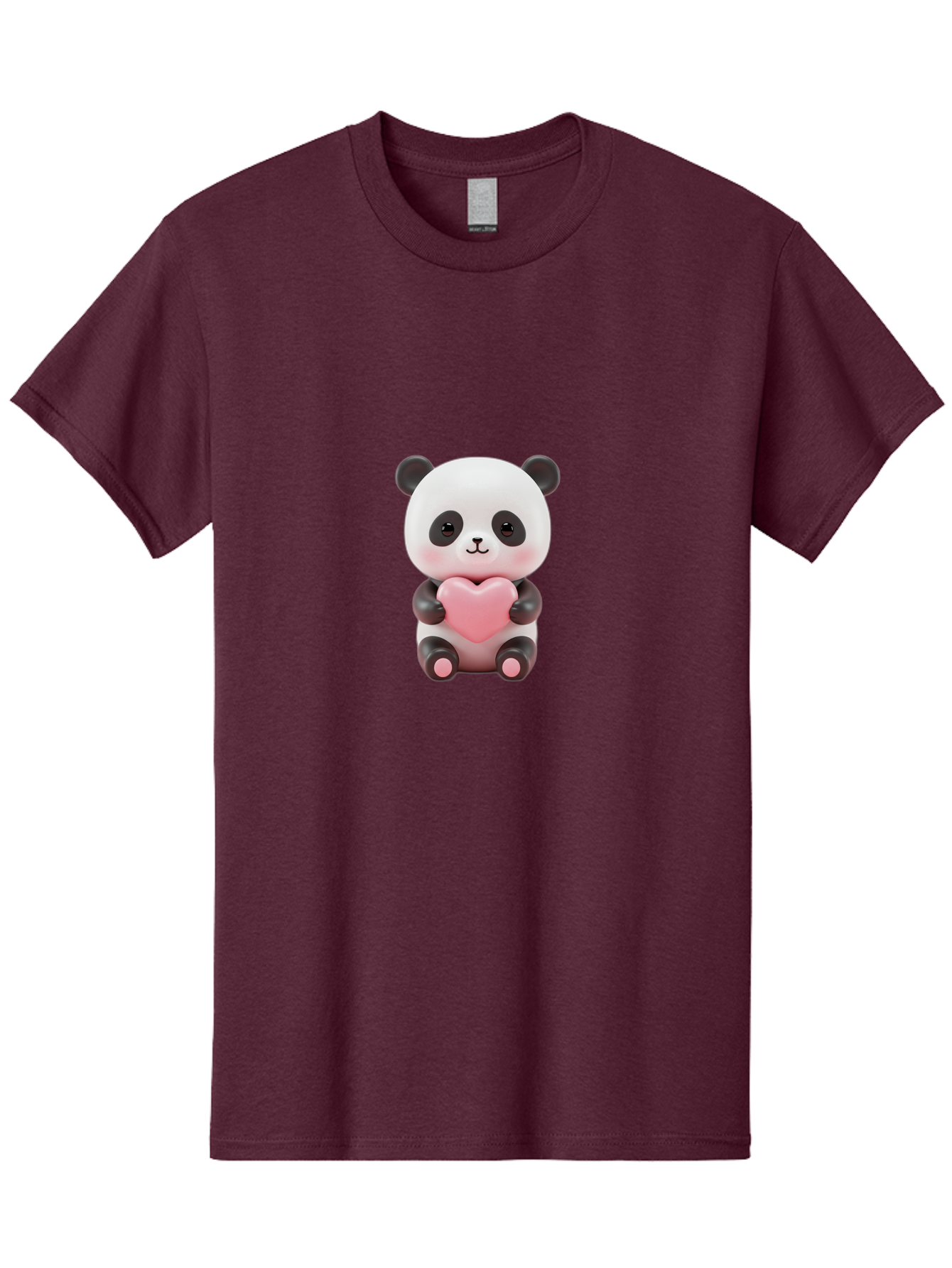 Panda-Holding-Heart-2 Men'S Graphic Tee, 100% Cotton, Comfortable Casual Summer Wear, Machine Washable, Cartoon Panda, Cute Animal, Pink Heart, Adorable Bear, Kawaii Character, Love Symbol, Black And White Panda, Heartwarming Scene, Bae593