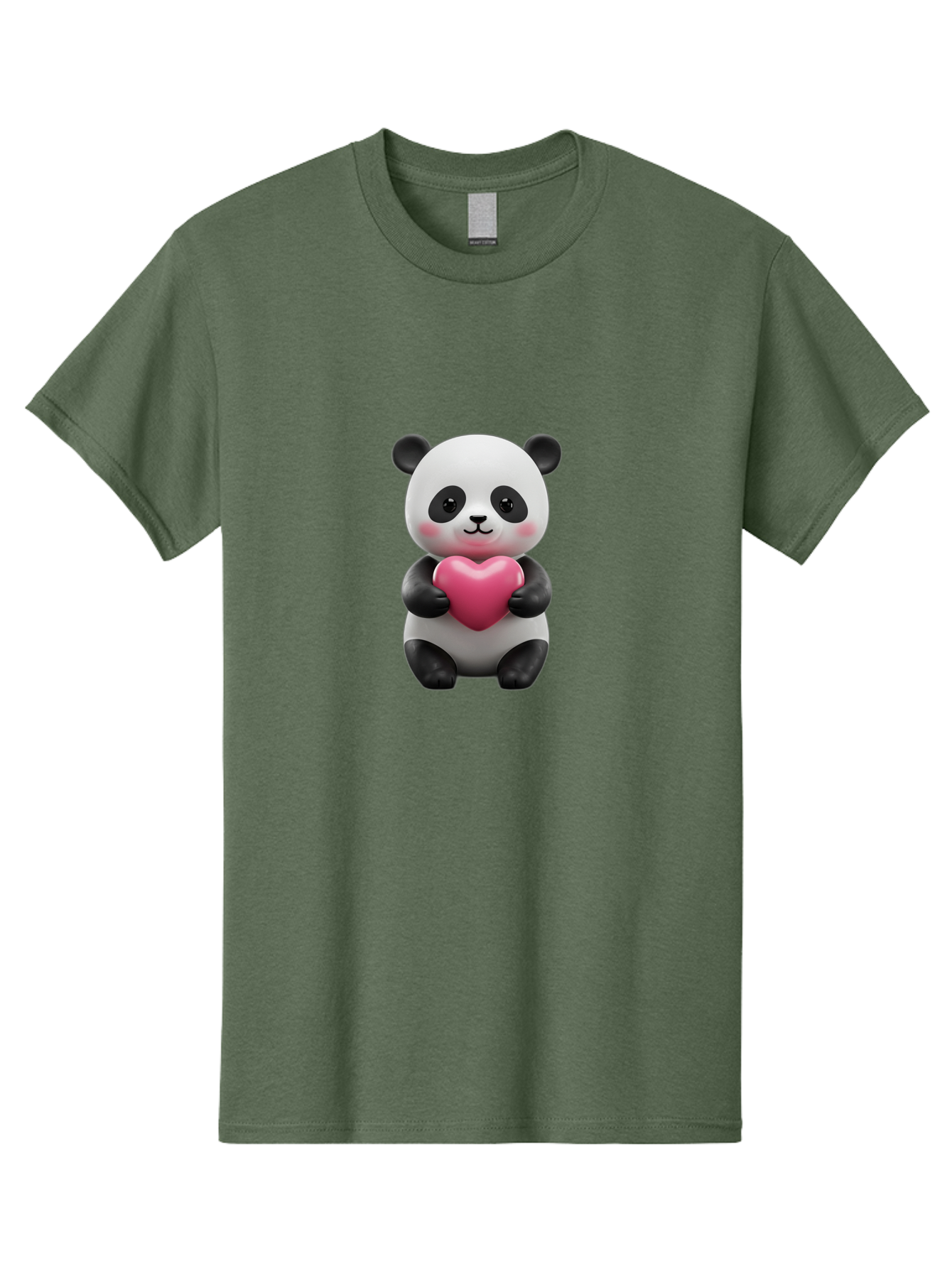 Panda-Holding-Heart-5 Men'S Graphic Tee, 100% Cotton, Comfortable Casual Summer Wear, Machine Washable, Cute Panda Bear, Adorable Cartoon Character, Pink Heart, Loving Gesture, Heartwarming Scene, Valentines Day, Love Symbol, Cartoon Graphics, Bae596