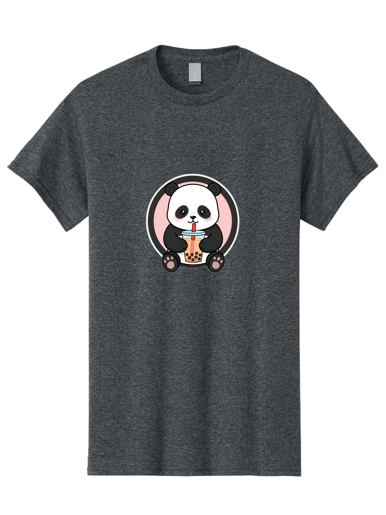 Panda-Sipping-Bubble-Tea Men'S Graphic Tee, 100% Cotton, Comfortable Casual Summer Wear, Machine Washable, Cartoon Panda, Dj Headphones, Bubble Tea, Milk Tea, Boba Drink, Kawaii Character, Cute Animal, Fun Design, Playful Illustration, Bae605
